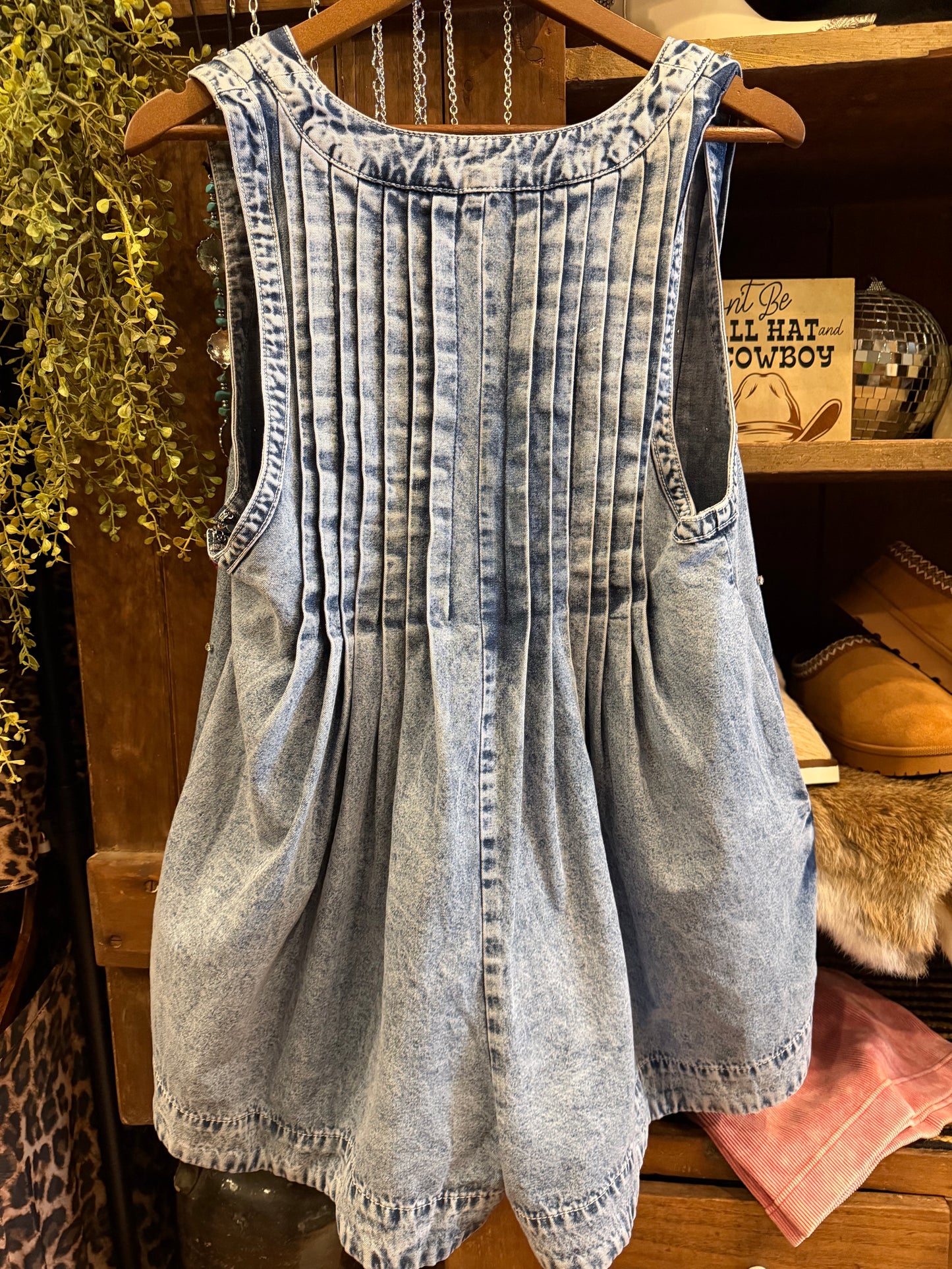 Cactus Lane- Denim Rhinestone Romper
