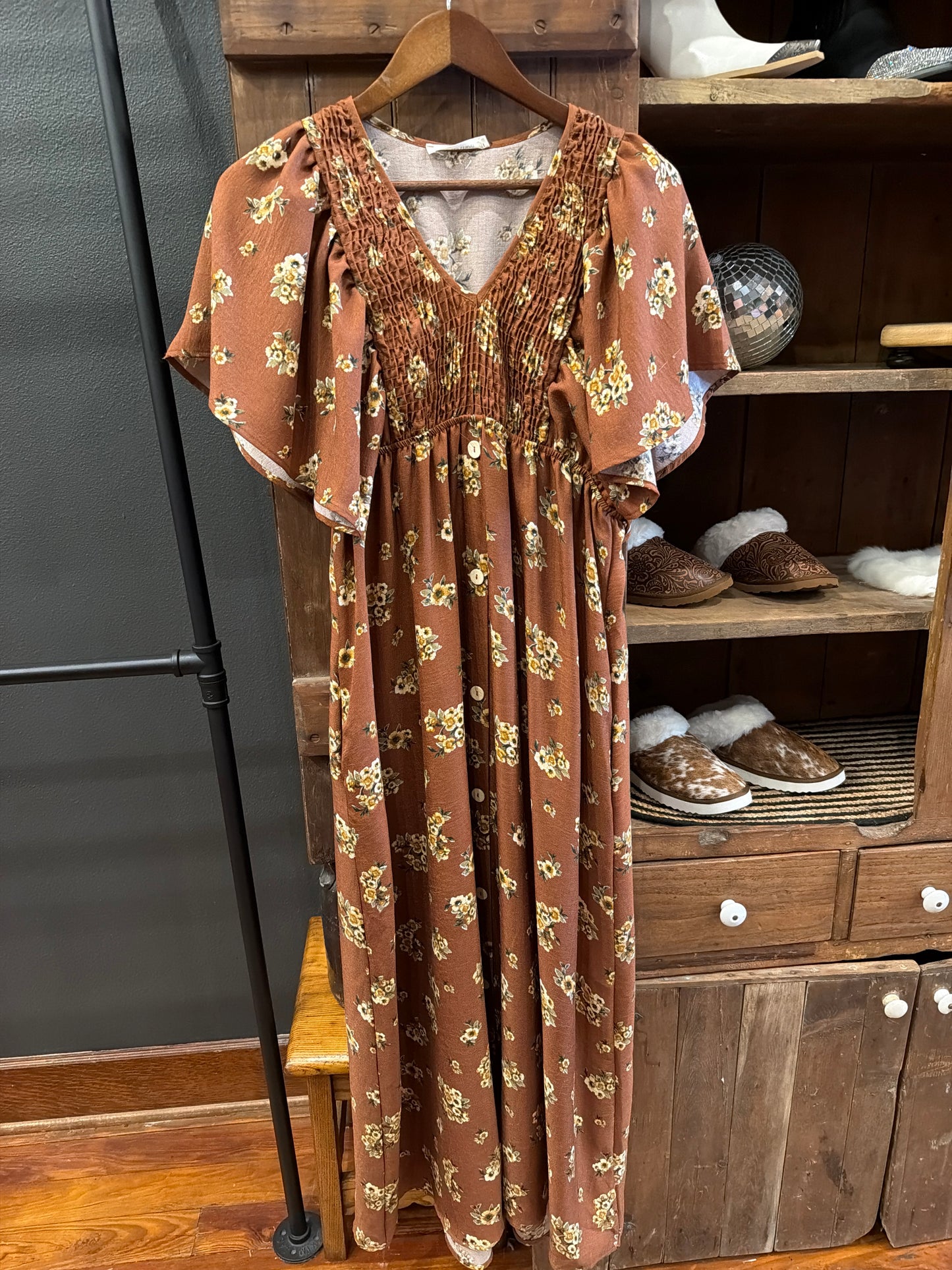 Sunflower Sunset- Rust Maxi Dress