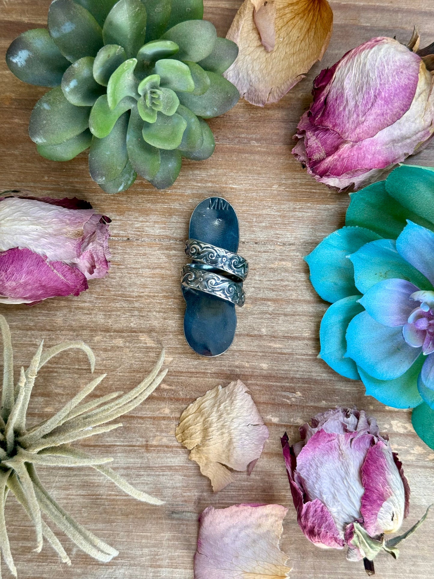 MJ Turquoise & Red Spiny Oyster Ring – Sterling Silver Adjustable Band