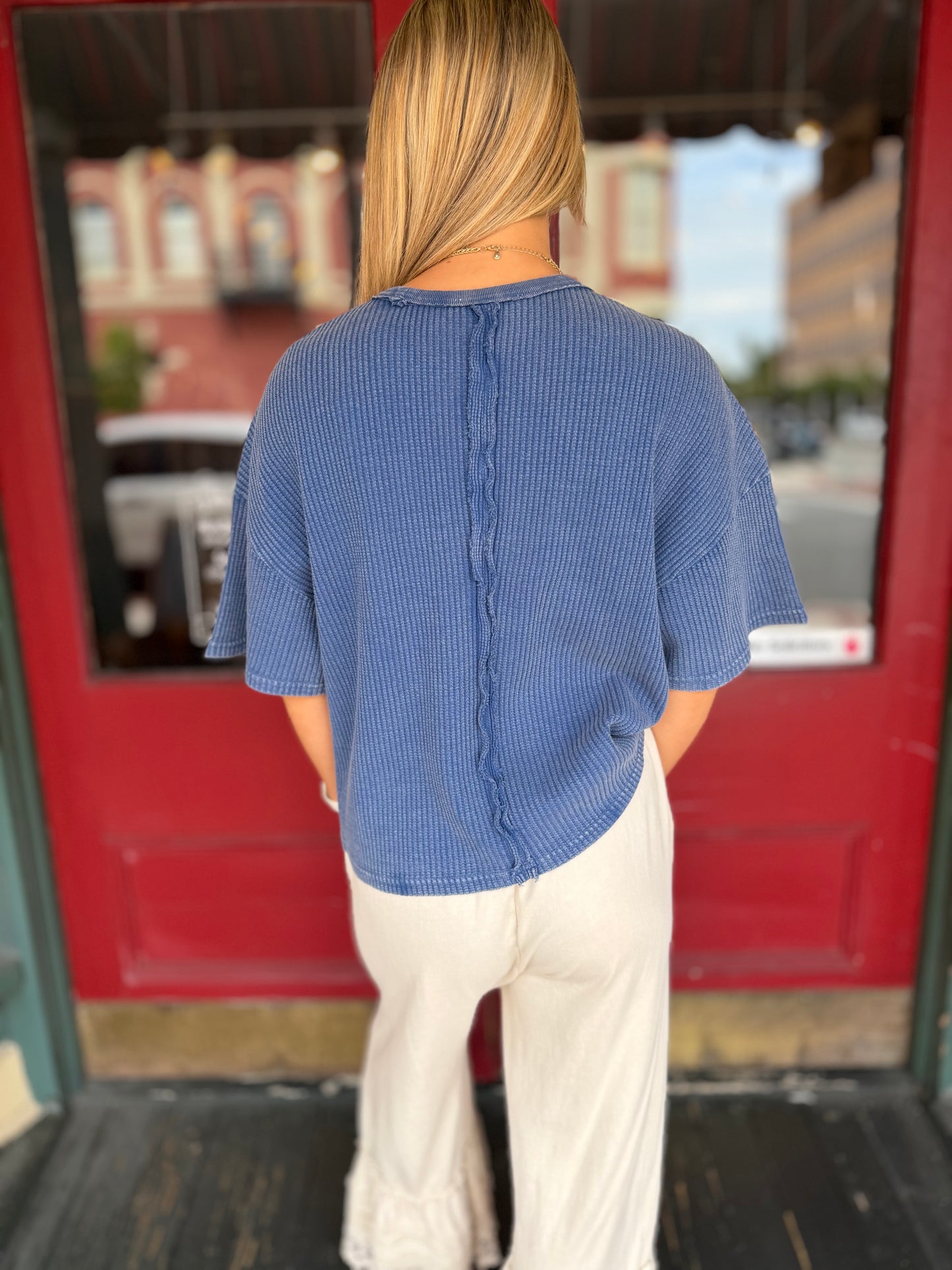 The Daily Knit – Navy Pocket Tee