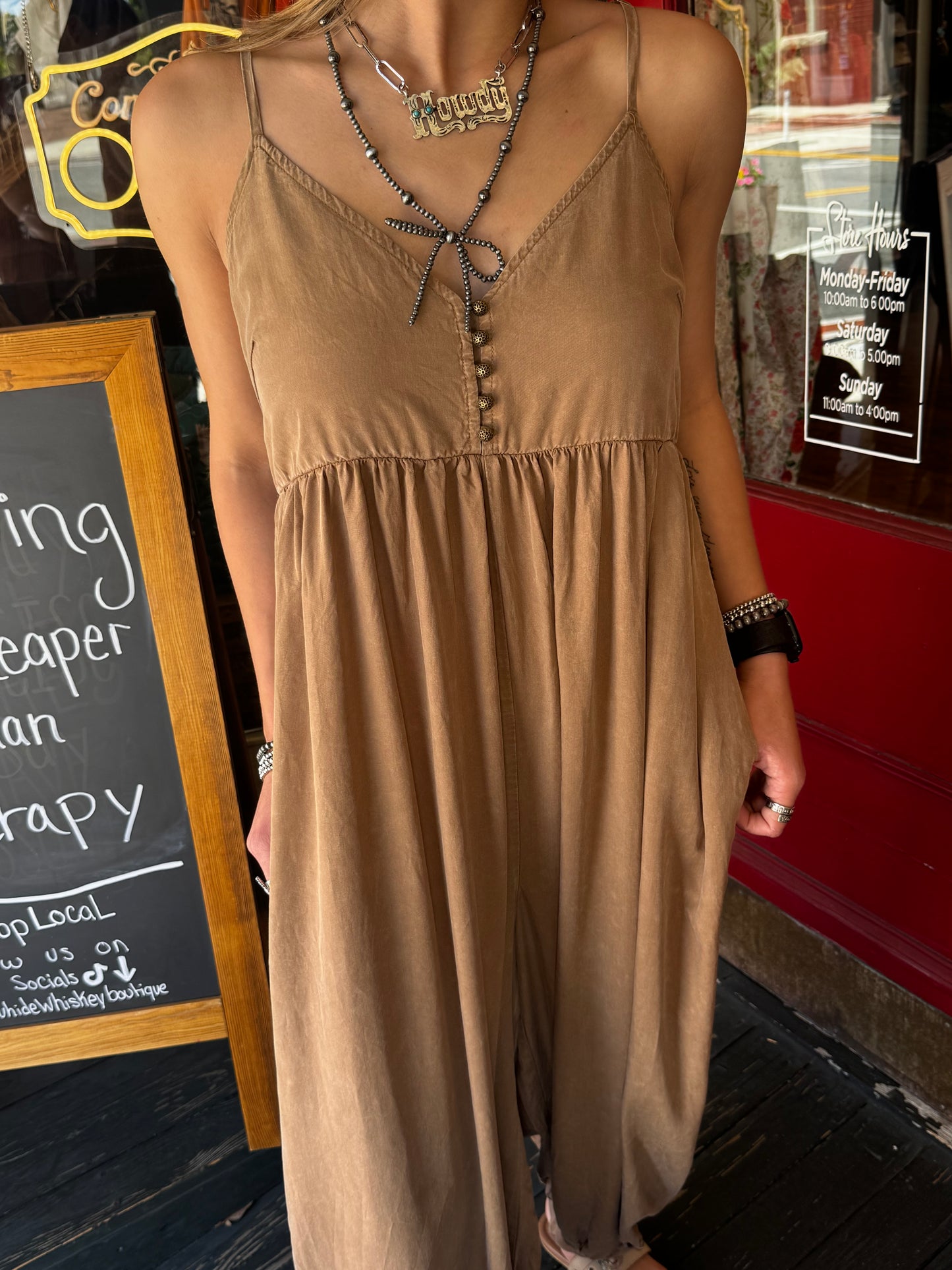 Mushroom Meadow – Brown Jumpsuit