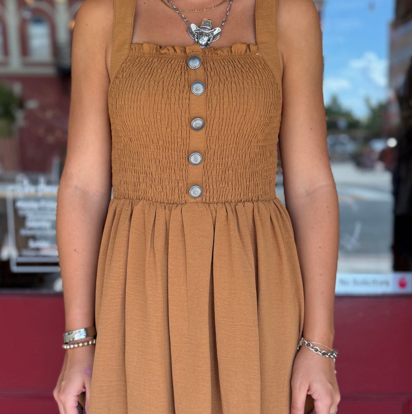 High Country Harvest – Camel High Low Dress