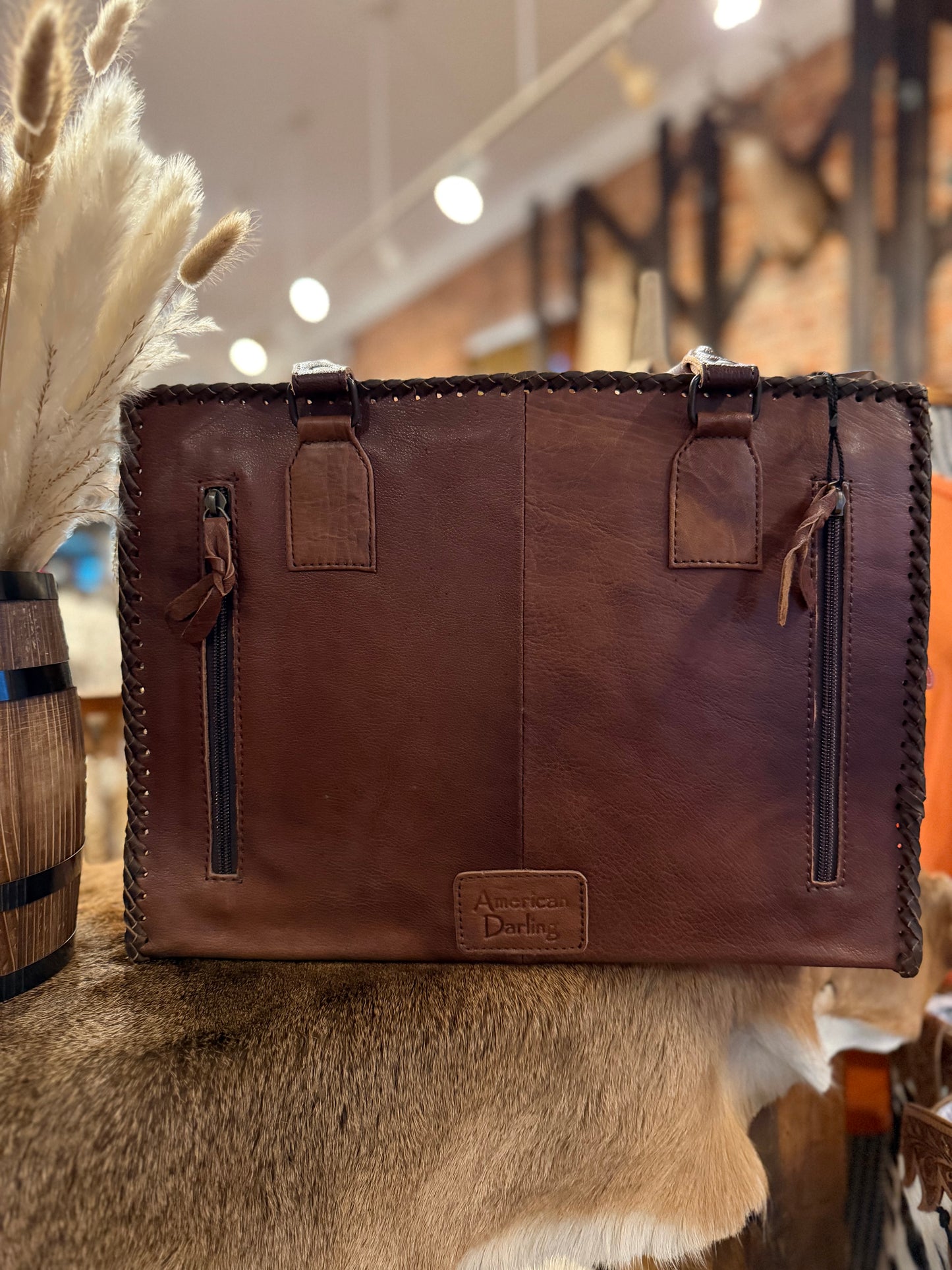 Cady Bronc Rider- Western Leather Tote