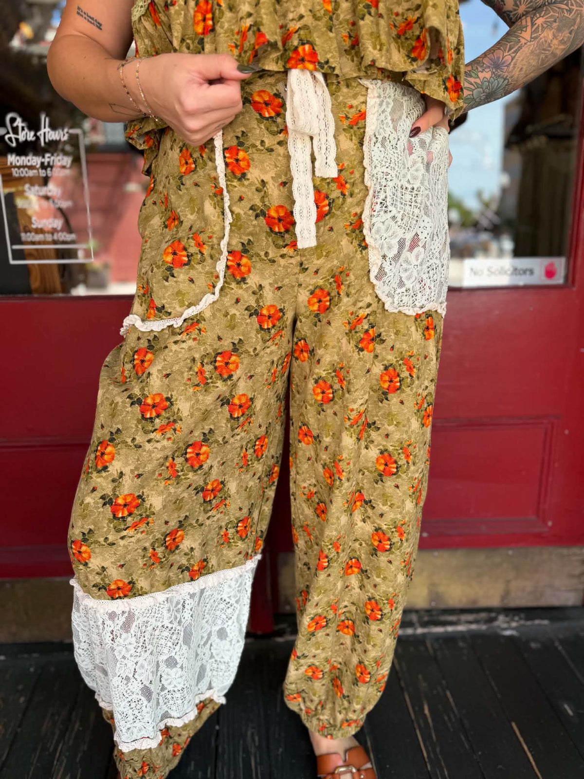 Wandering Wildflower β Olive Gauze Pants