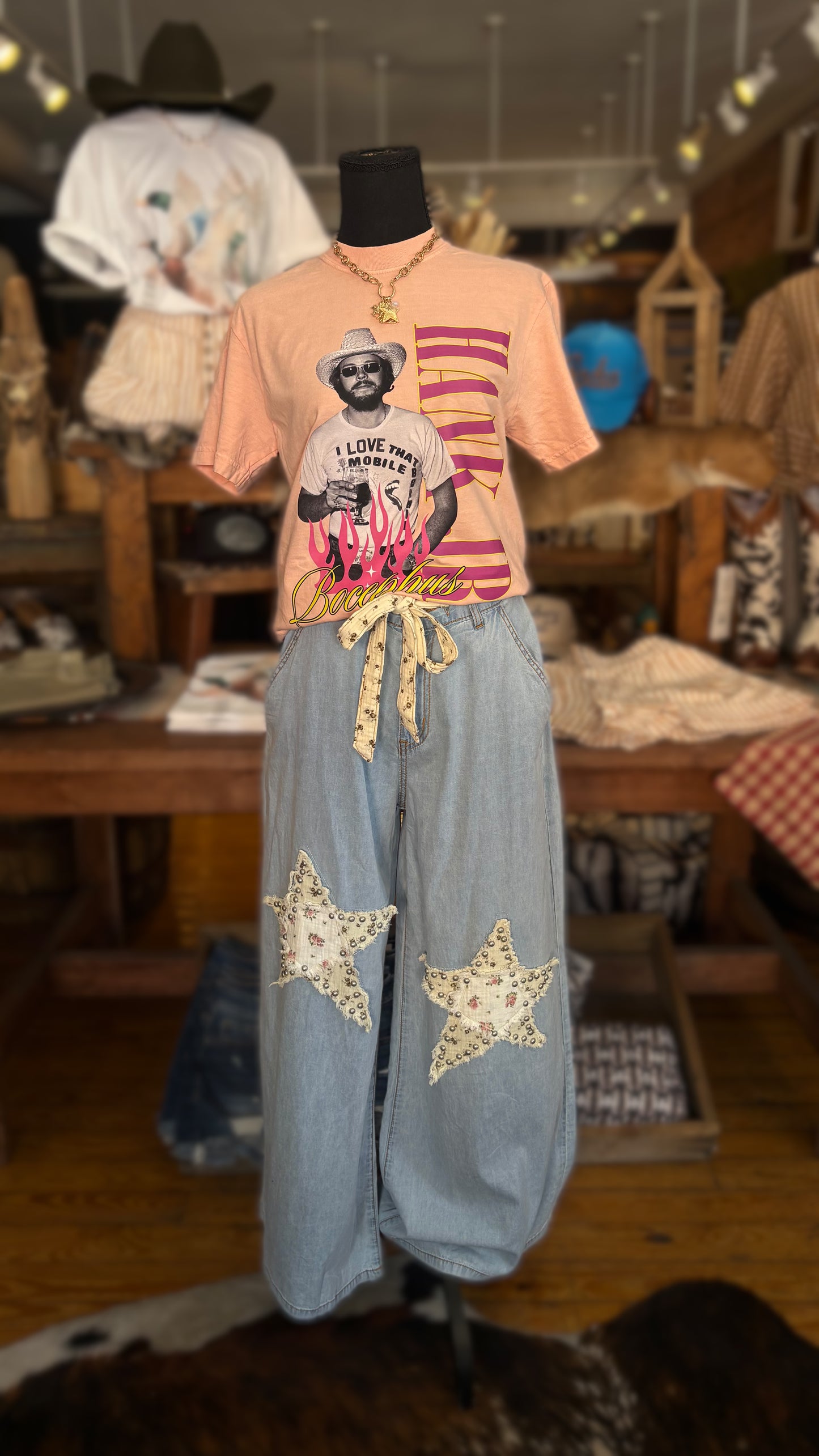 Cottage Meadow Stars – Denim Wide Leg Pant