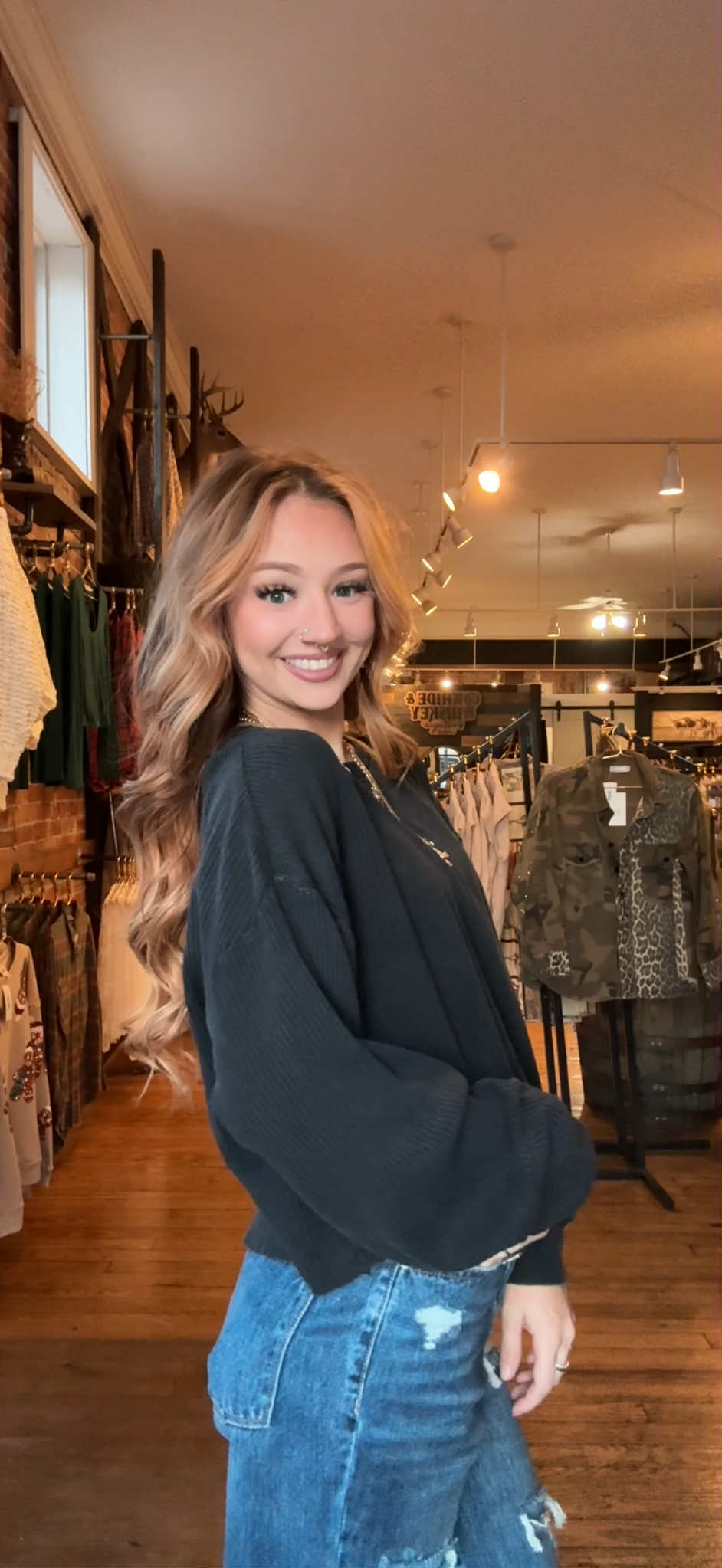 Ashwood Ridge – Black Waffle Crop Top