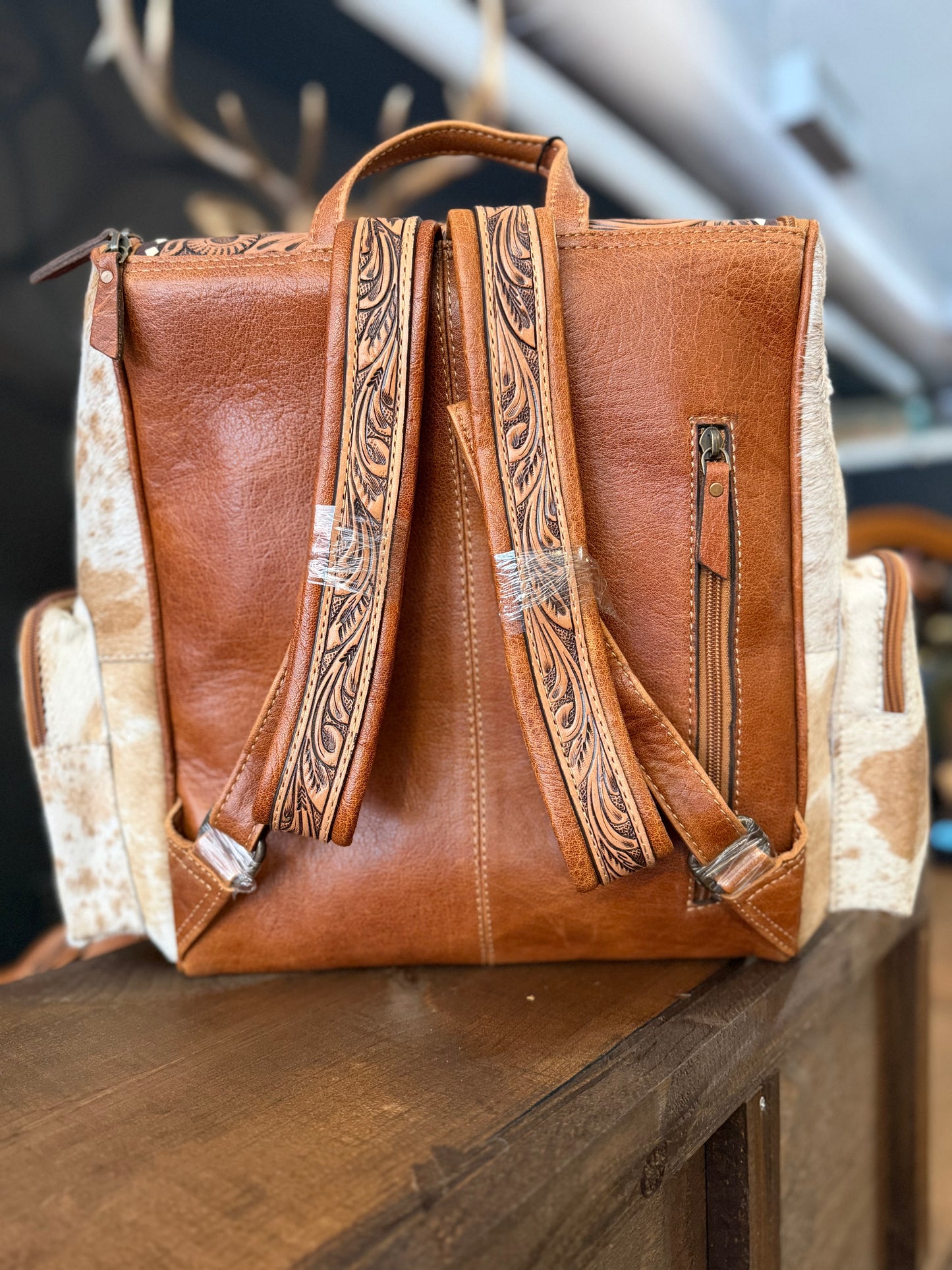 Buckin’ Bronc Tooled Cowhide - Backpack