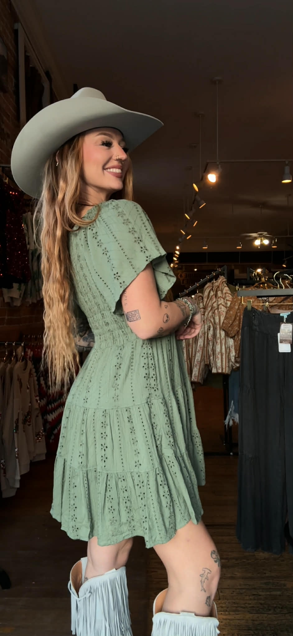 Sagebrush Sweetheart - Olive Mini Dress