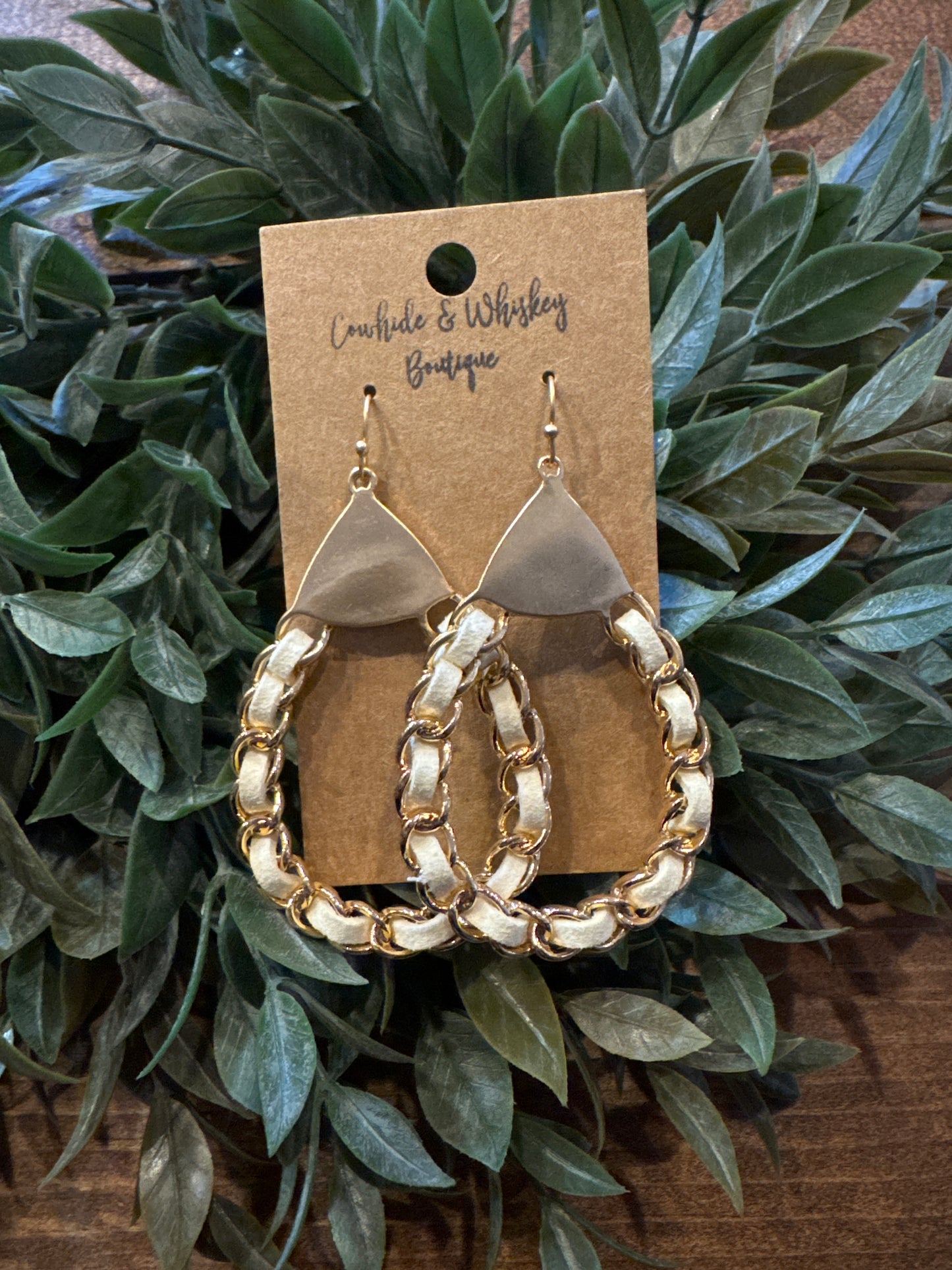 Ivory Suede Chain - Earrings