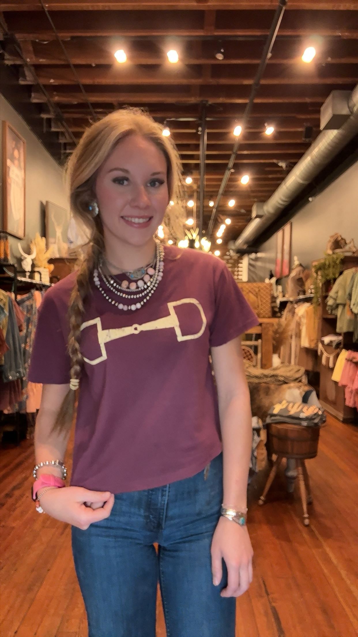 Snaffle Sass – Maroon Crop Graphic Tee