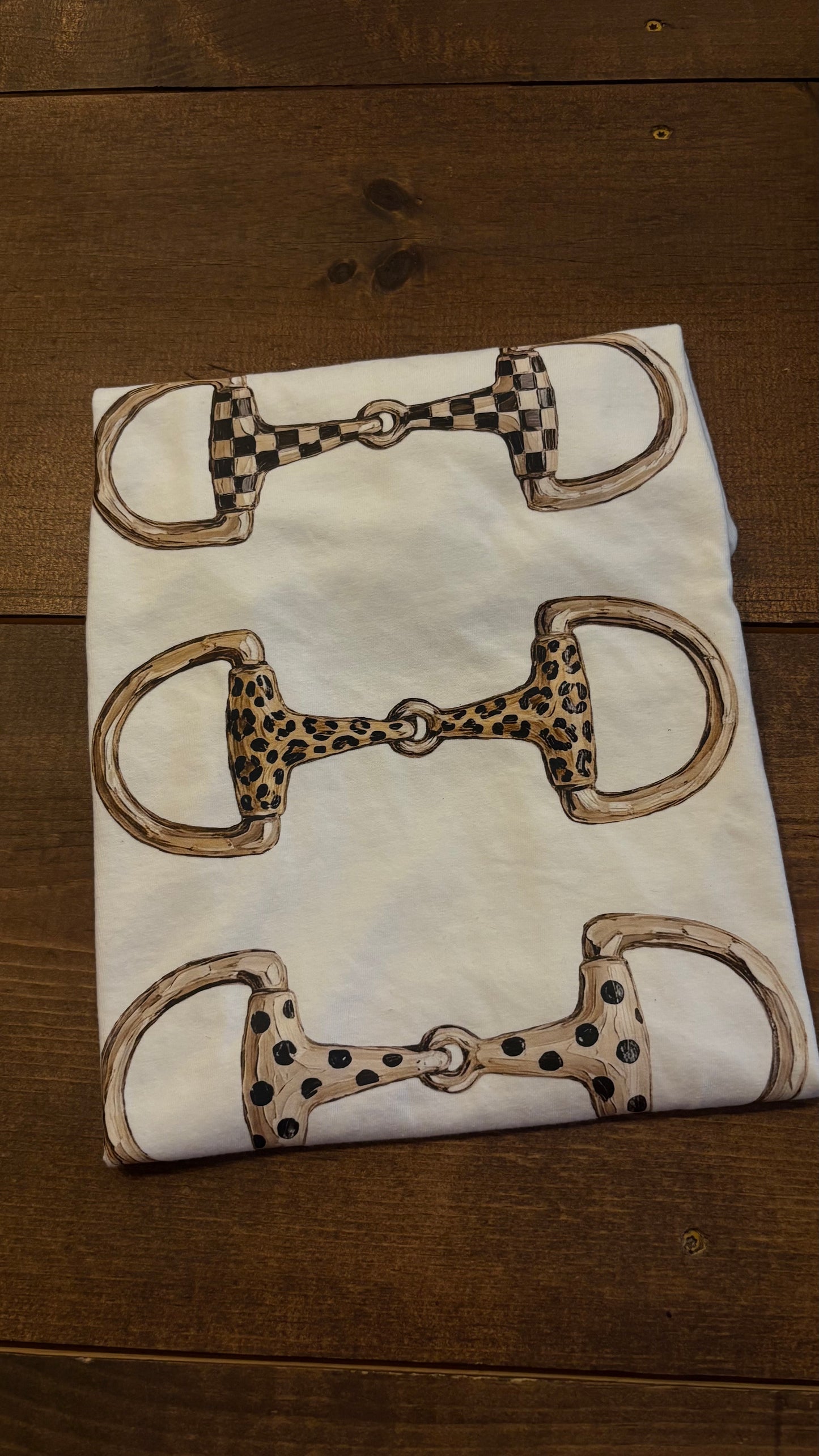 Bit & Bold β White Mixed Print Snaffle Tee