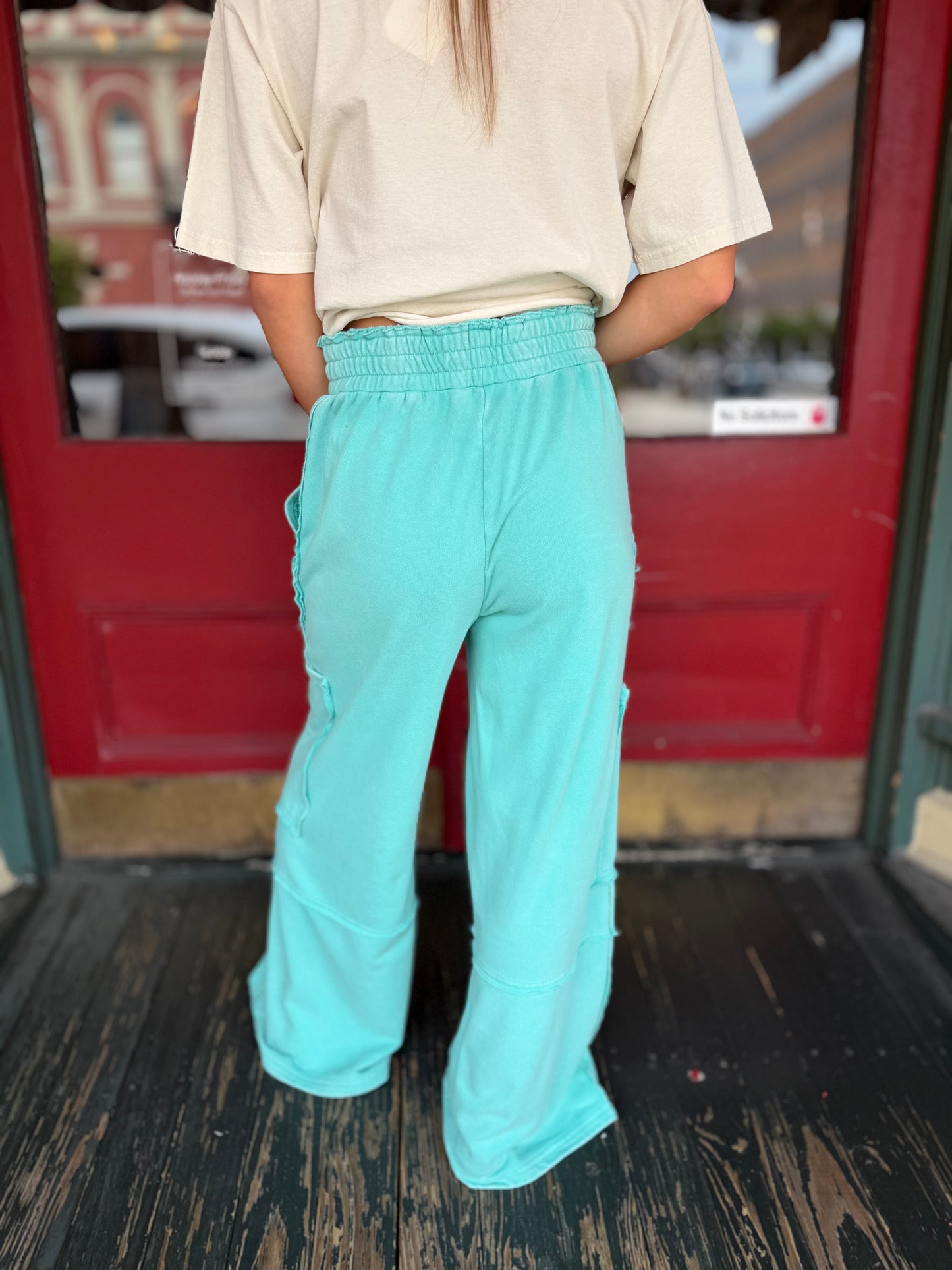 Cozy Cowgirl Nights – Turquoise Cargo Pants