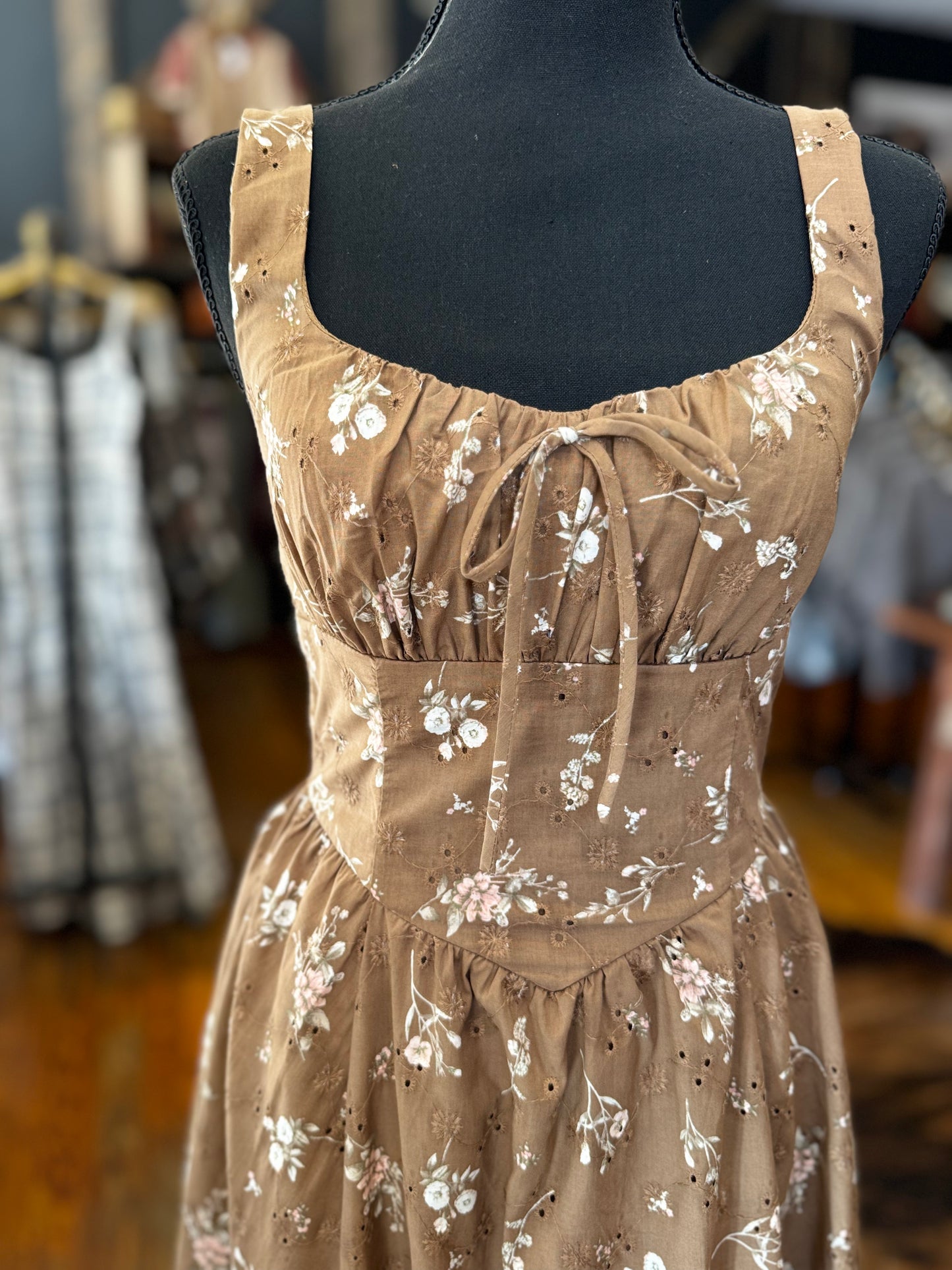 Romantic Ranch – Brown Eyelet Dress