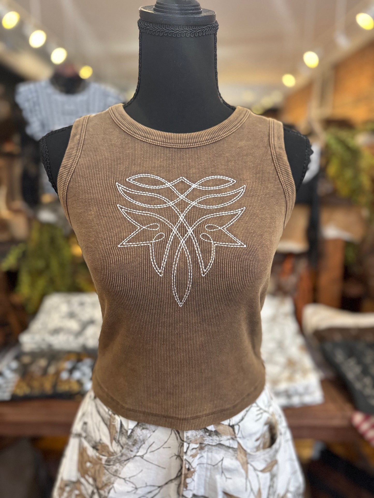 Boot Stitch – Brown Tank Top