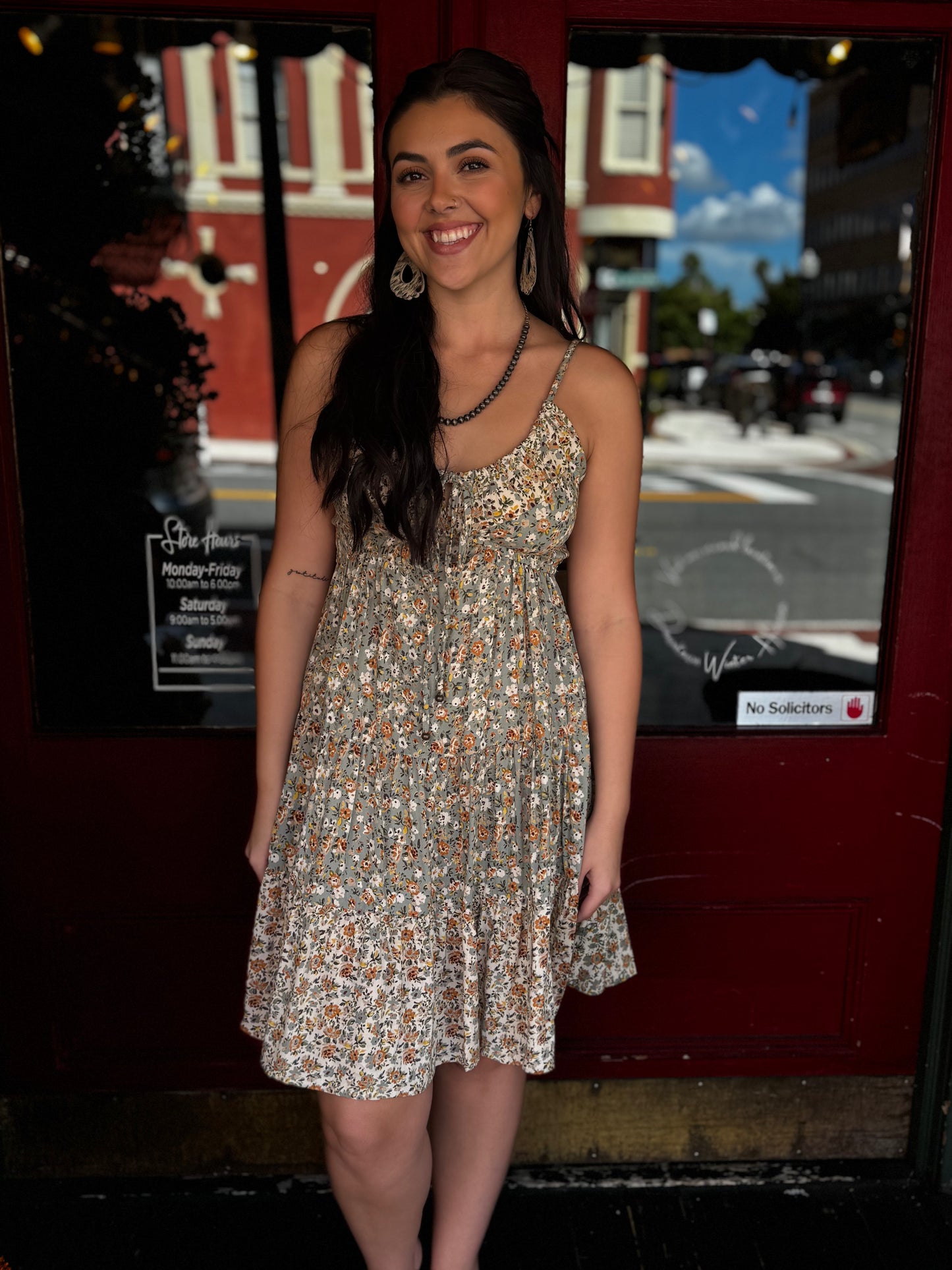 Sage at Sunset – Floral Mini Dress
