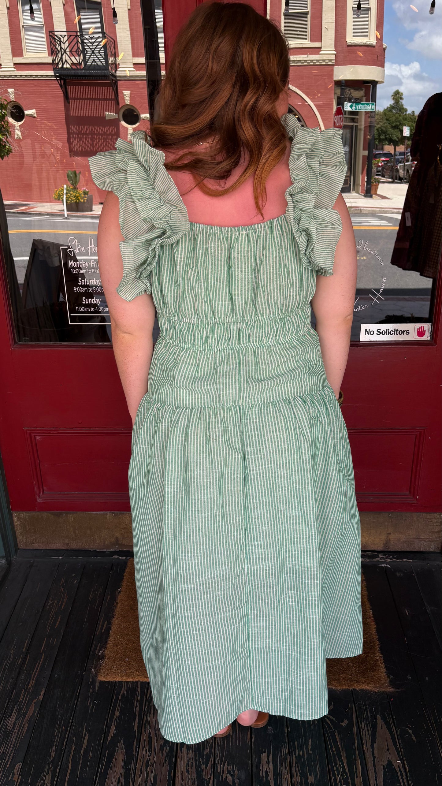 Sweet Clover – Green Striped Dress