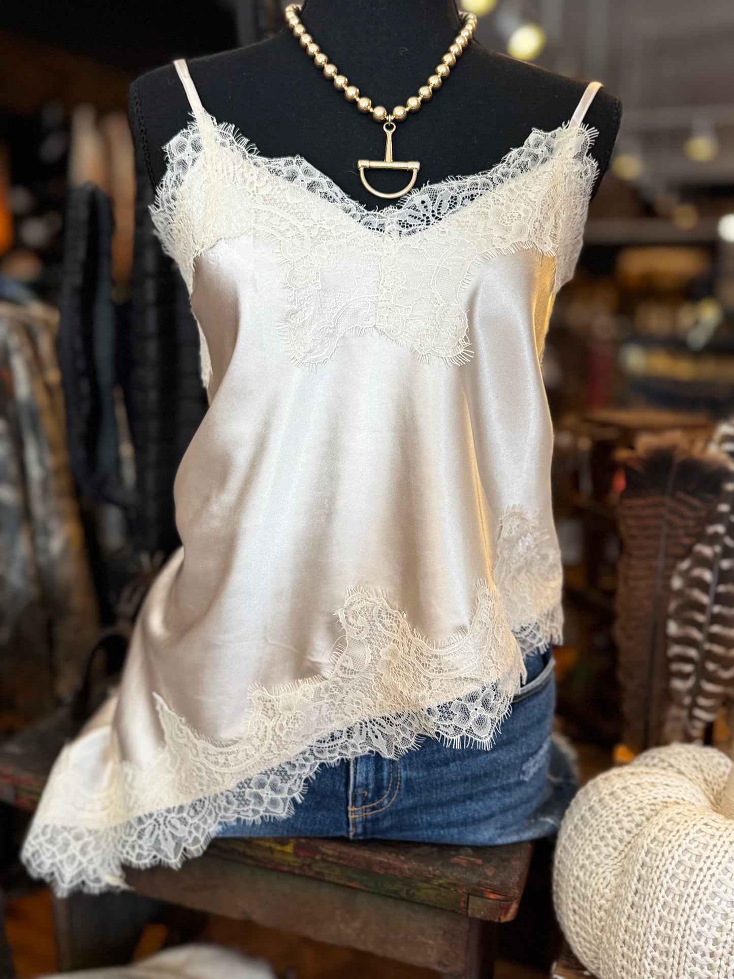 Ivory Whisper – Satin Lace Cami