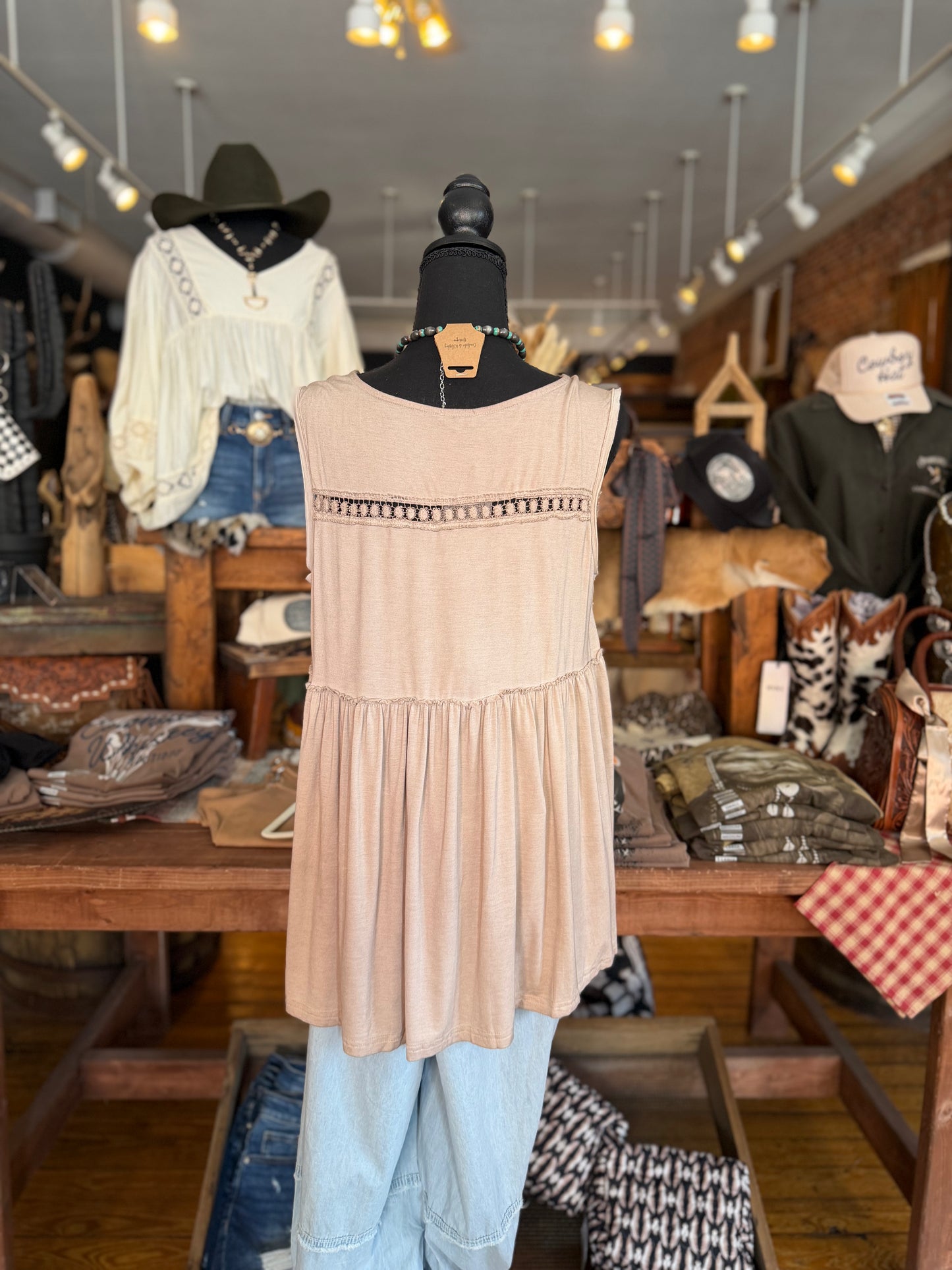 Soft Serenade – Taupe Babydoll Top