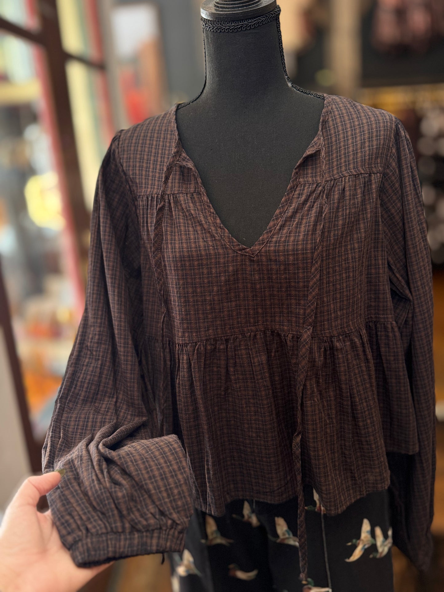 Autumn Darling – Brown Plaid Top