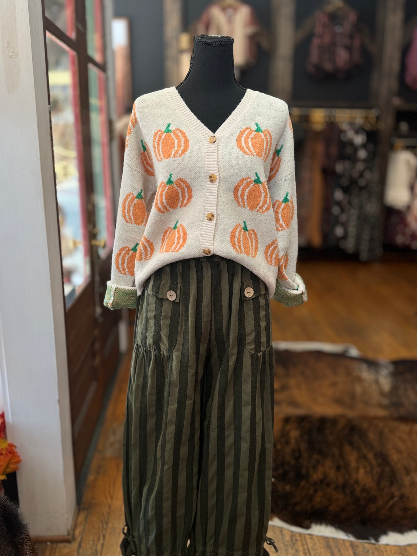 Pumpkin Snuggles - Ivory Cardigan Top