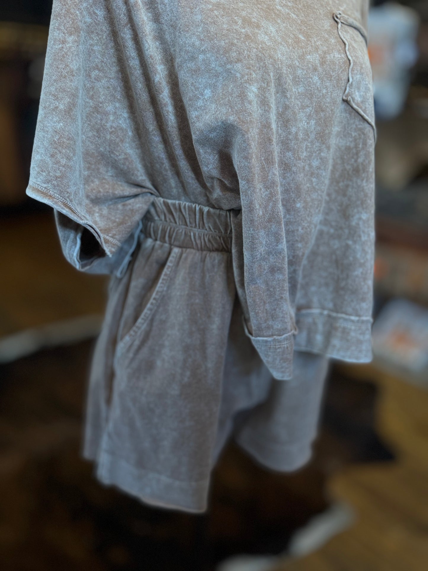 Comfy Season – Brown Acid Wash Set