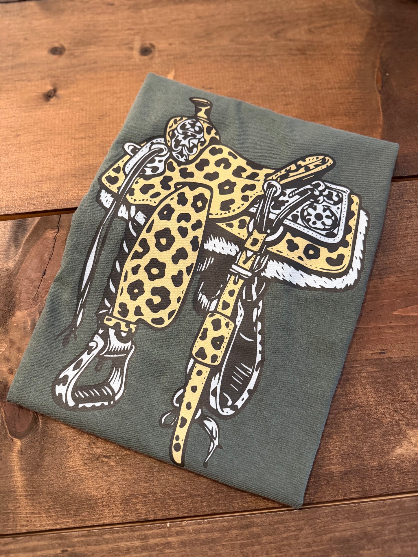 Leopard Saddle - Olive Graphic Tee