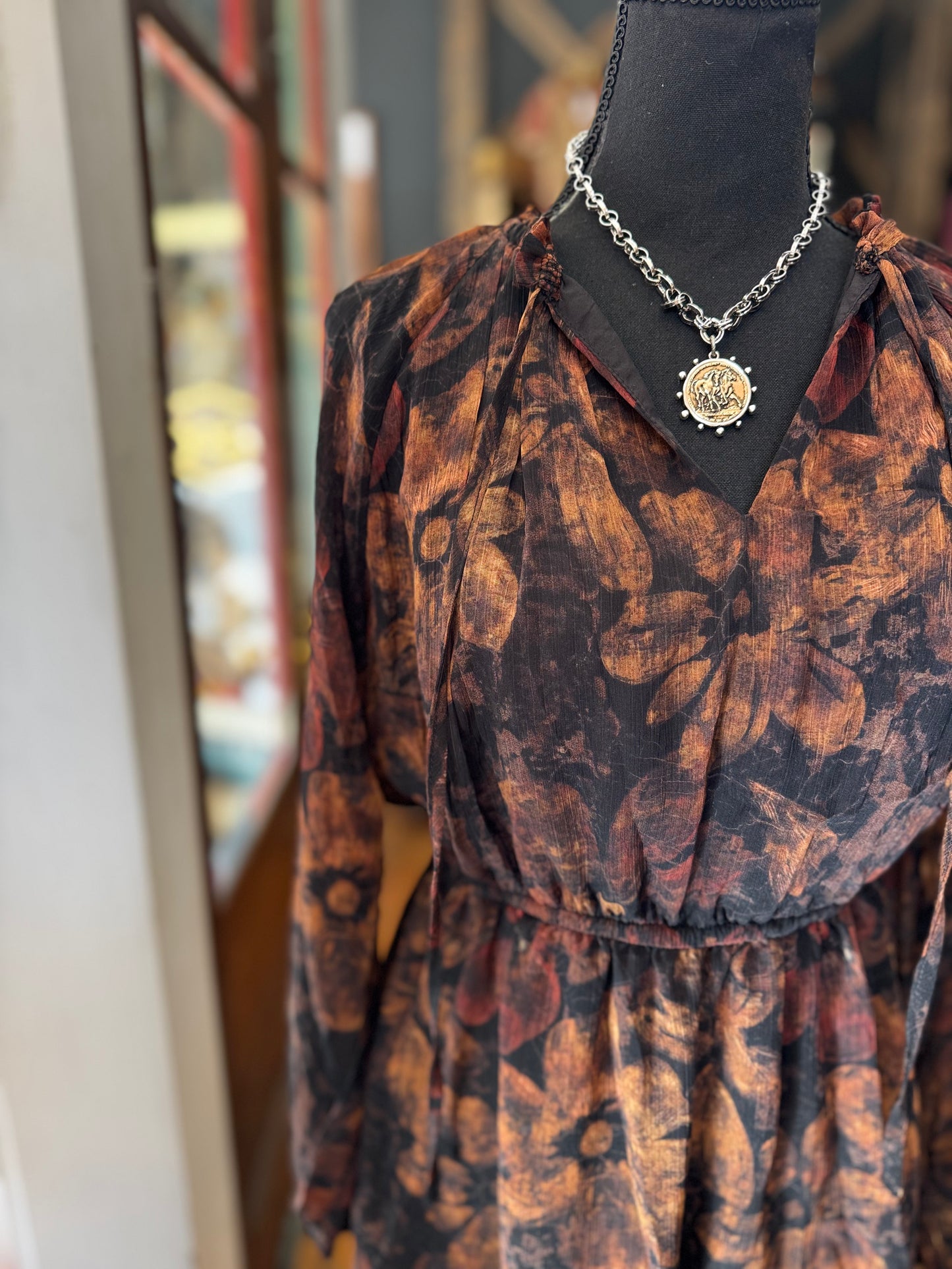 Dark Enchantment – Black Floral Mini Dress