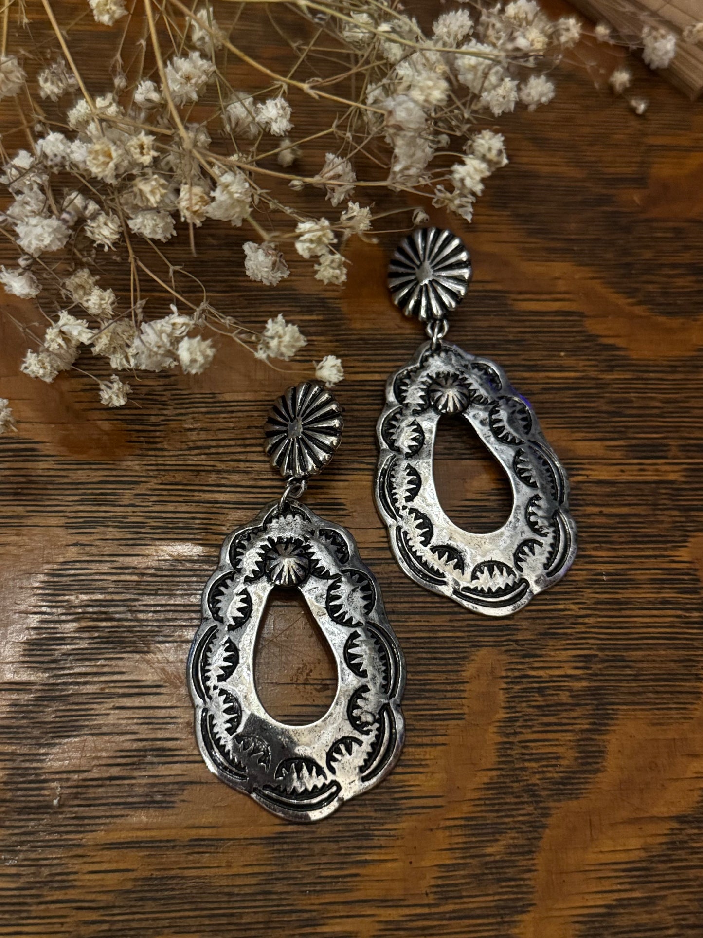 Silver Scallop Punch - Earrings