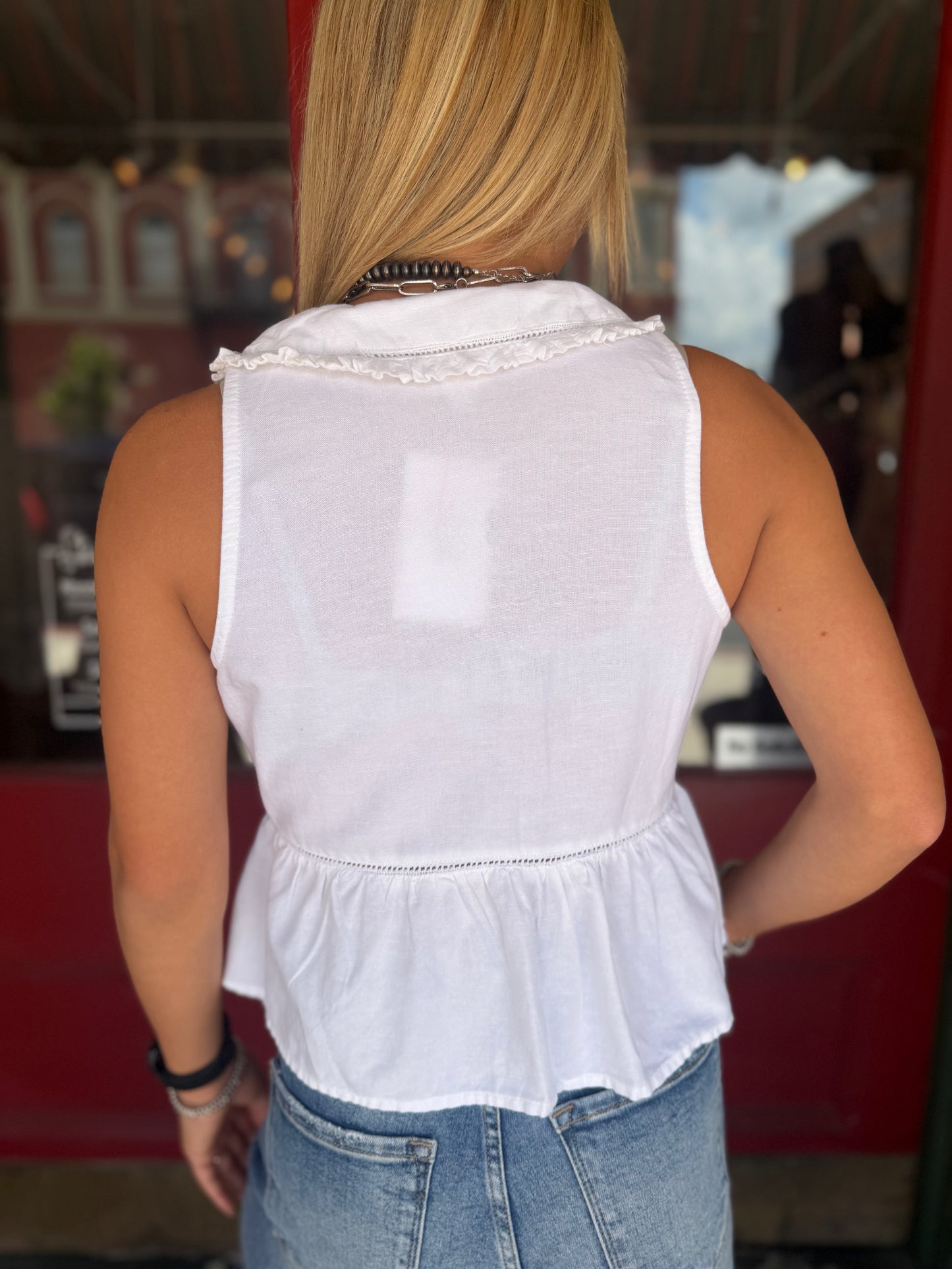 Country Keepsake – White Embroidered Tank