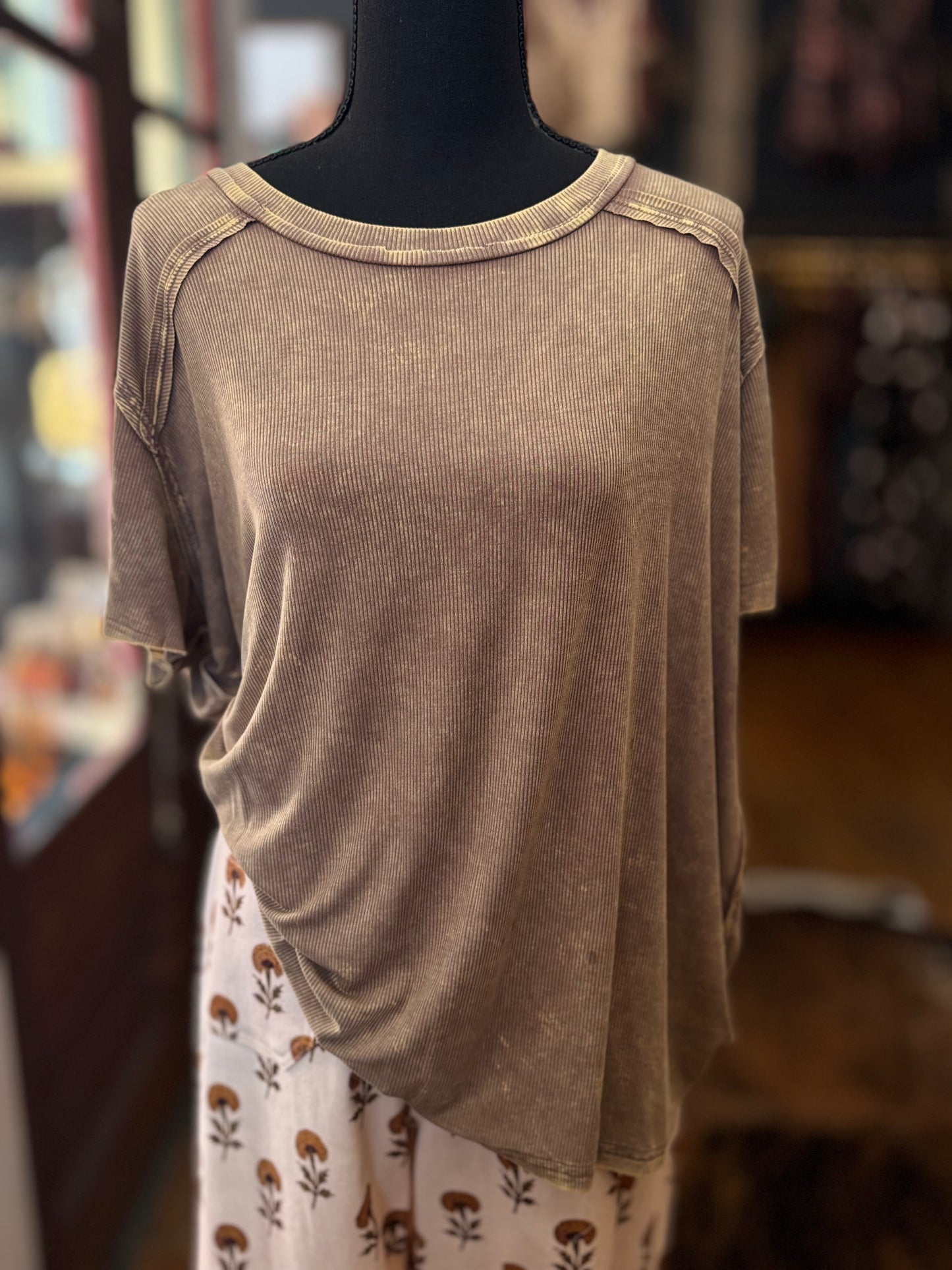 Washed Away – Mocha Acid Wash Top