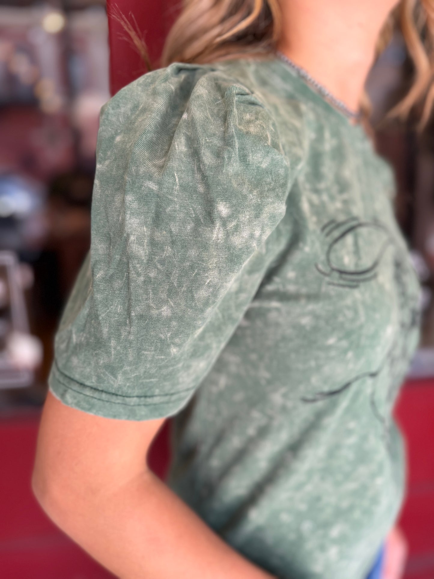 Stitched in the Saddle – Olive Embroidered Top