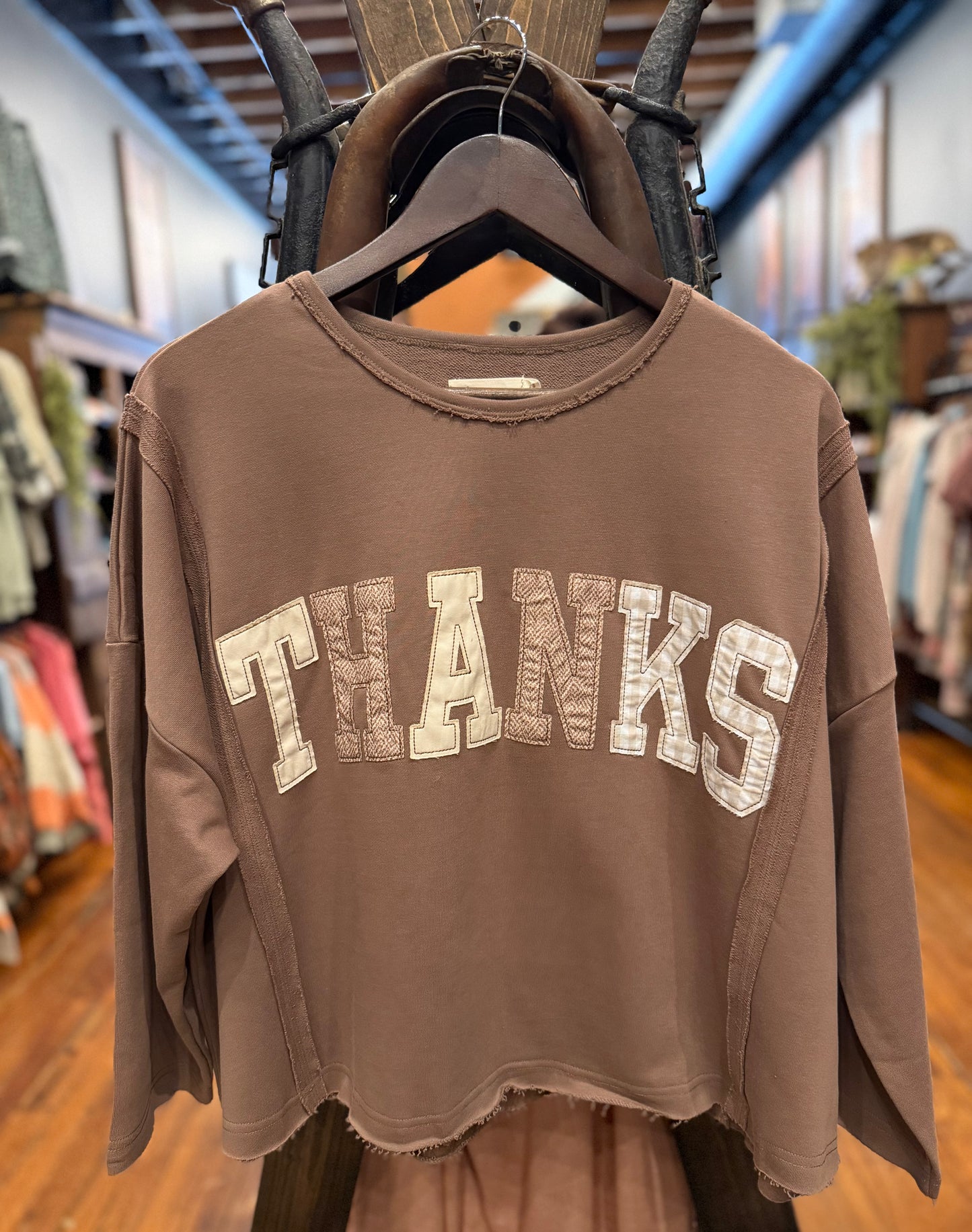 Thankful Season – Brown Cropped Pullover