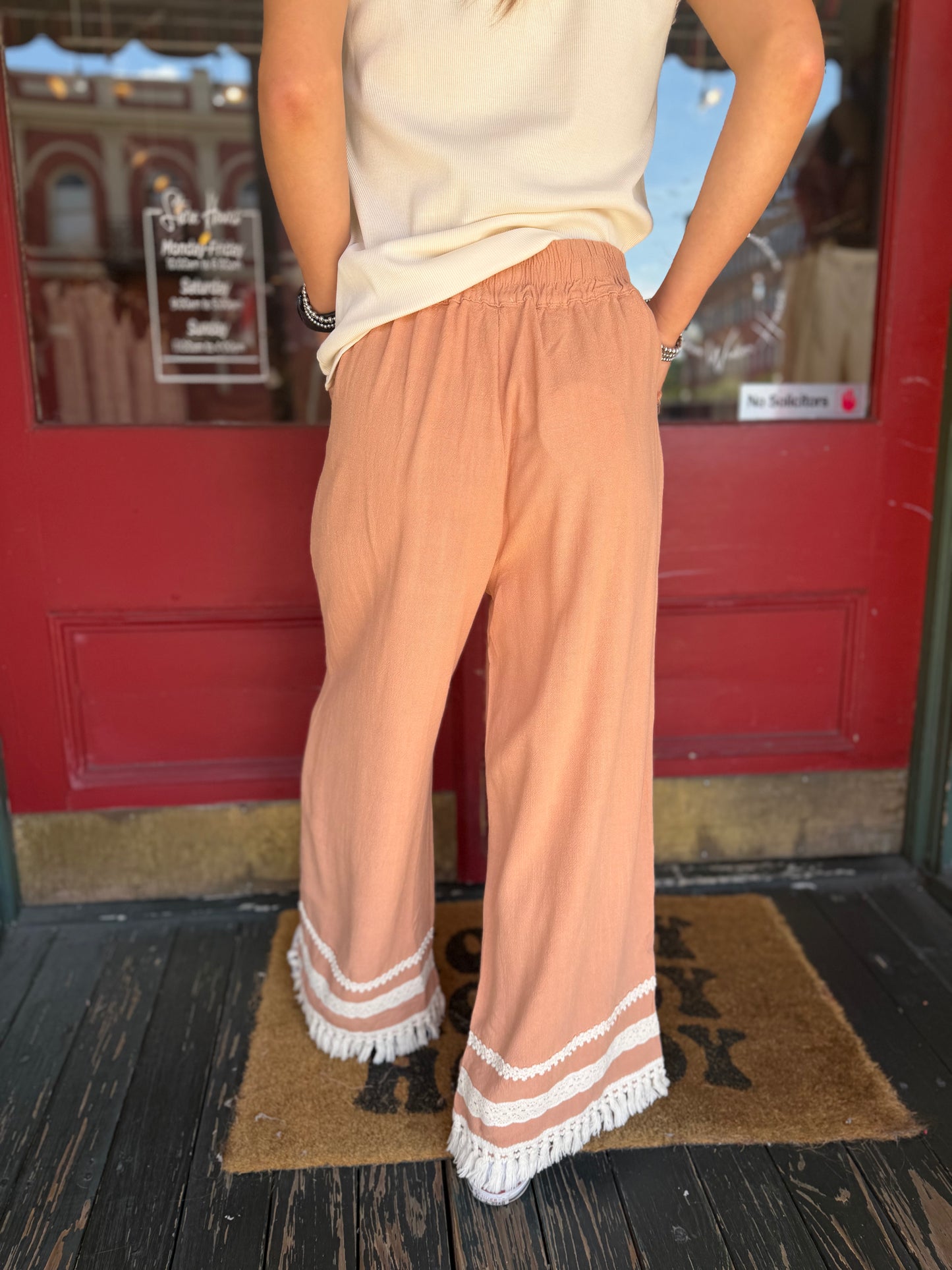 Clay Drift – Lace Trim Pants