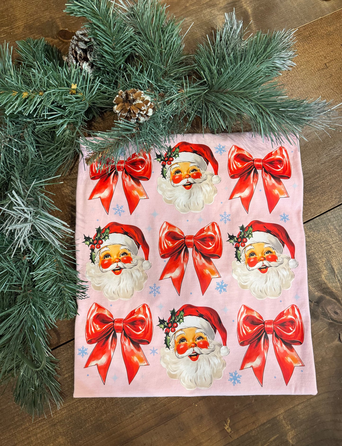 Santa Bows - Baby Pink Graphic Tee