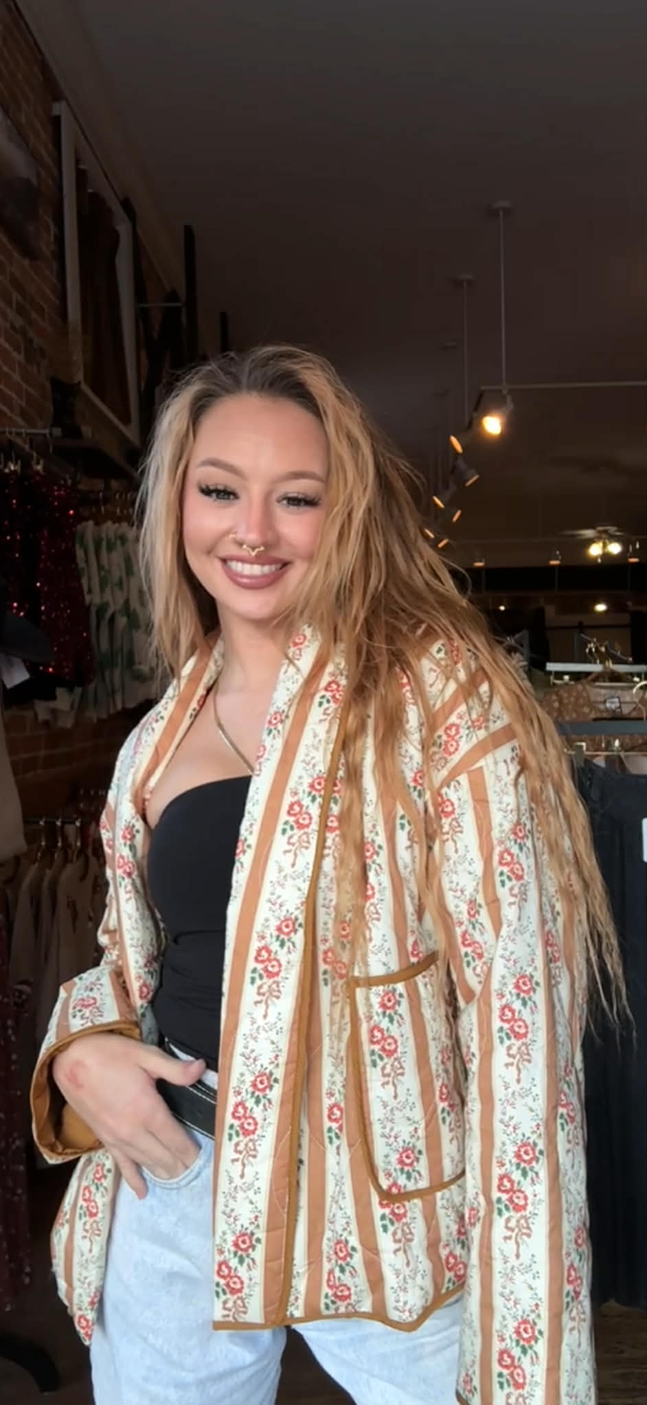 Petal Parlor – Camel Floral Quilt Jacket