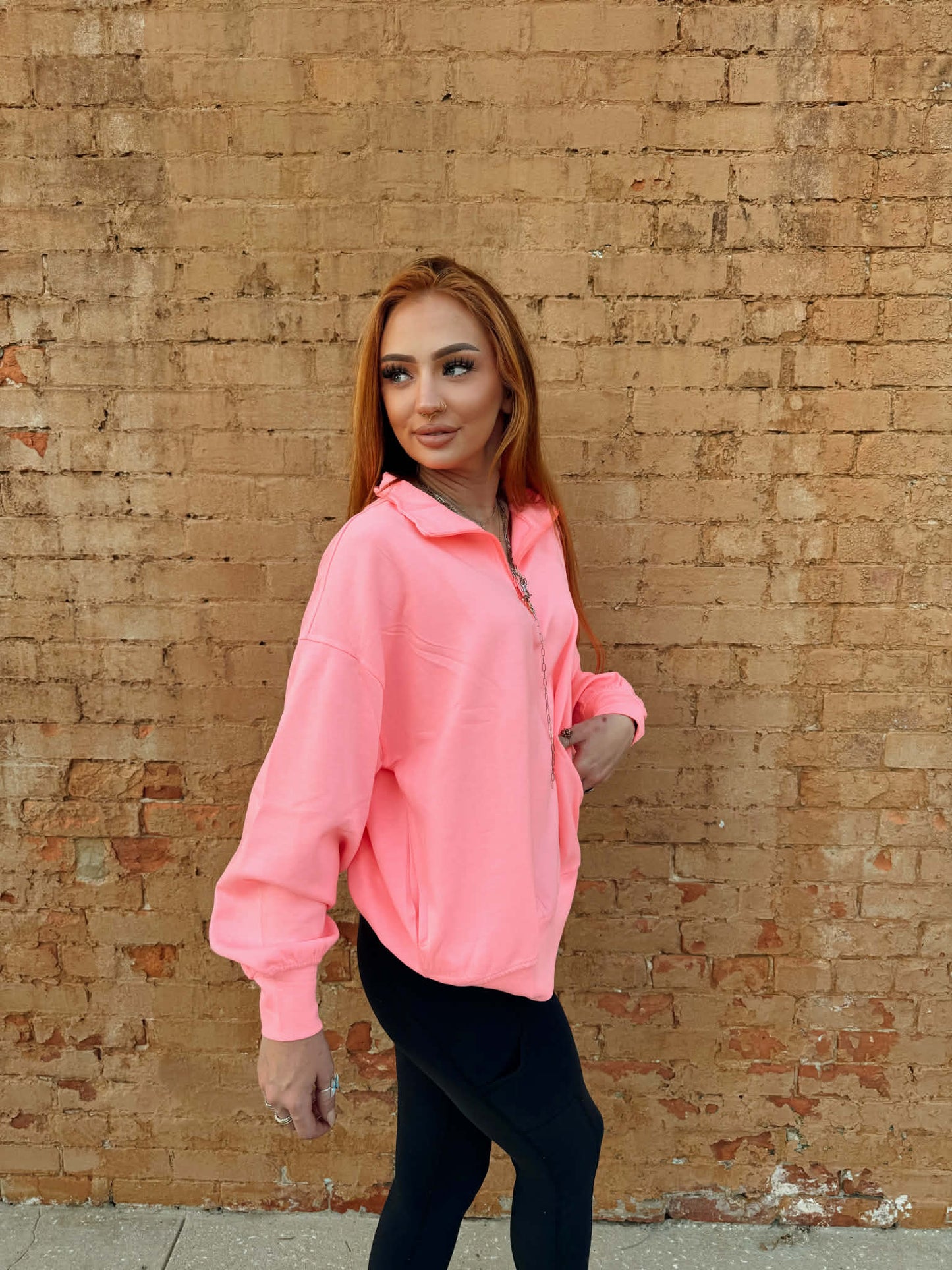 Scuba Half Zip Pullover - Neon Pink *Door Buster*
