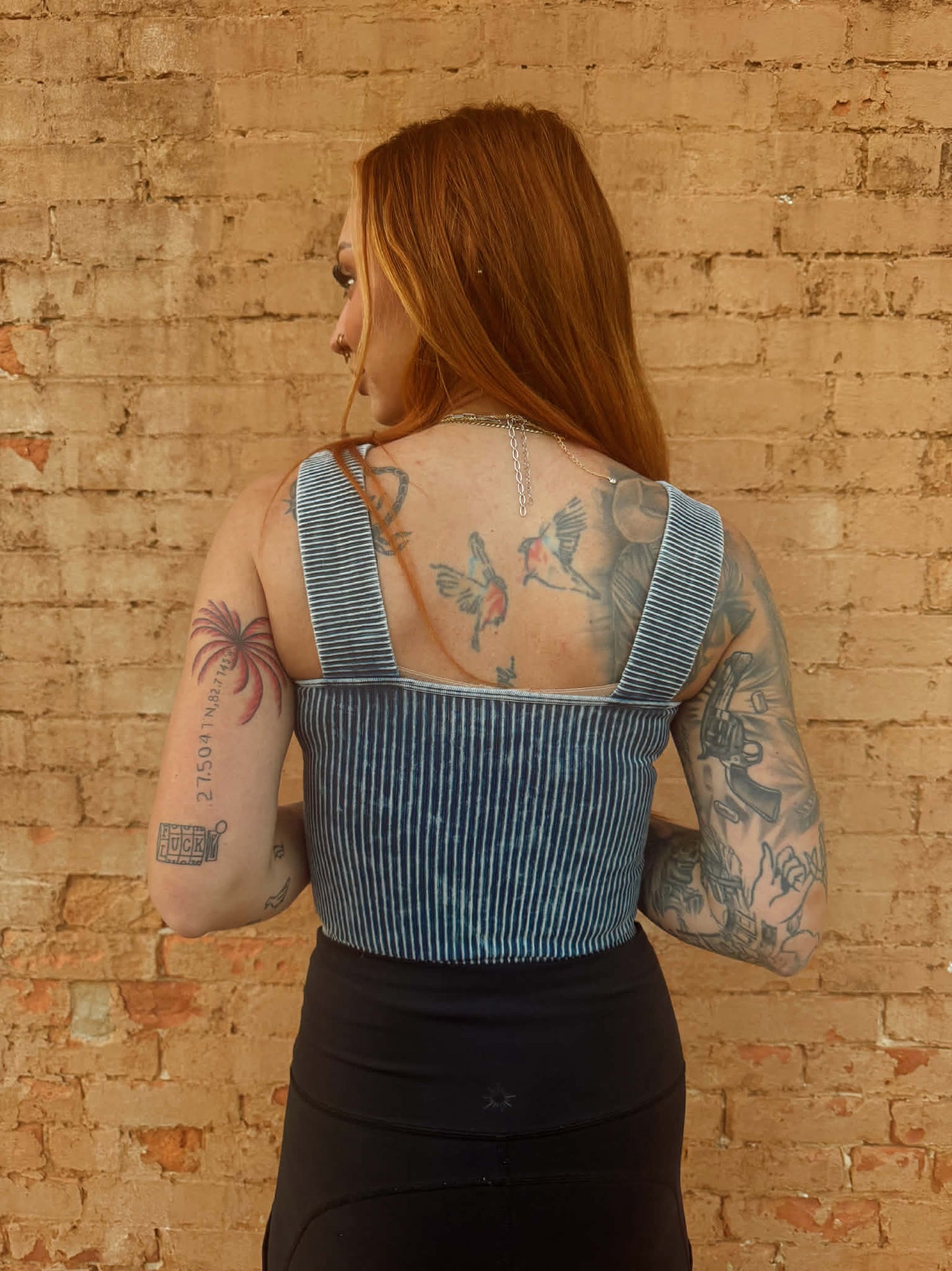 Acid Ribbed Seamless Tank - Navy *Door Buster*