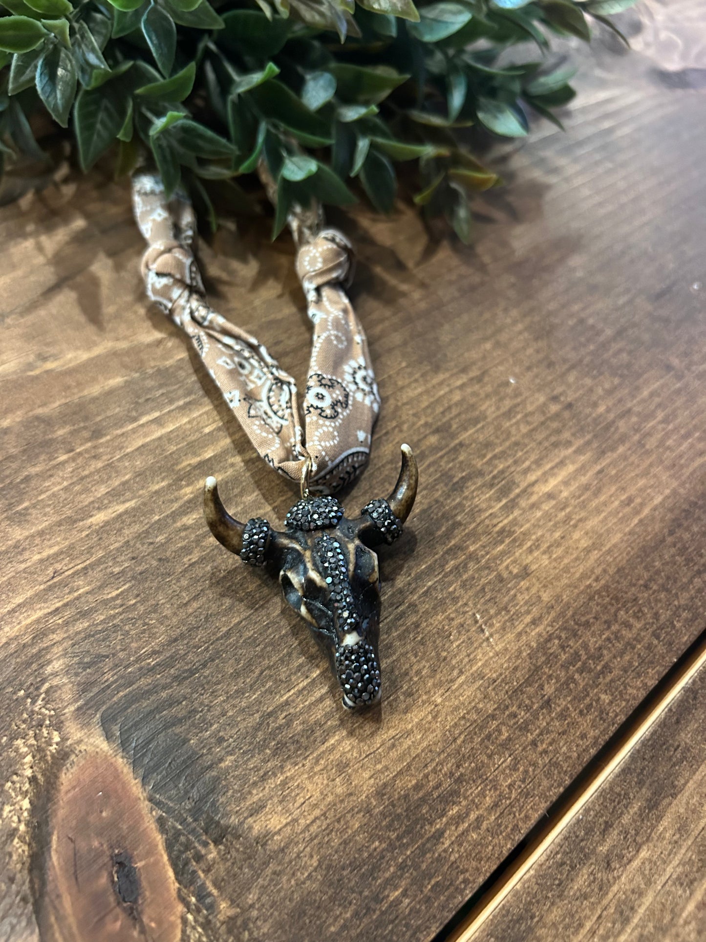 Bandana Bull - Tan Scarf Necklace