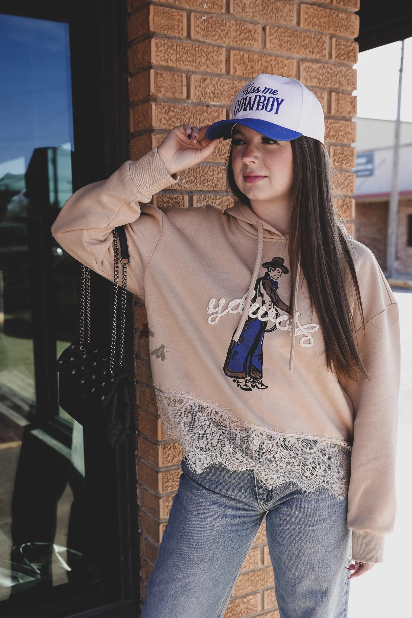 Backwards Howdy- Rope Embroidered Hoodie