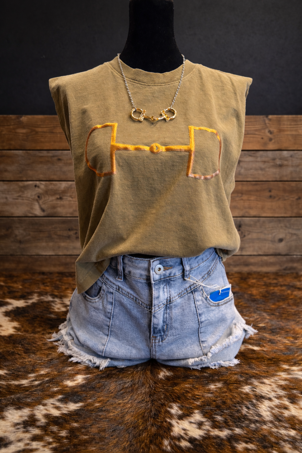 Rose Gold Reins β Olive Muscle Tank