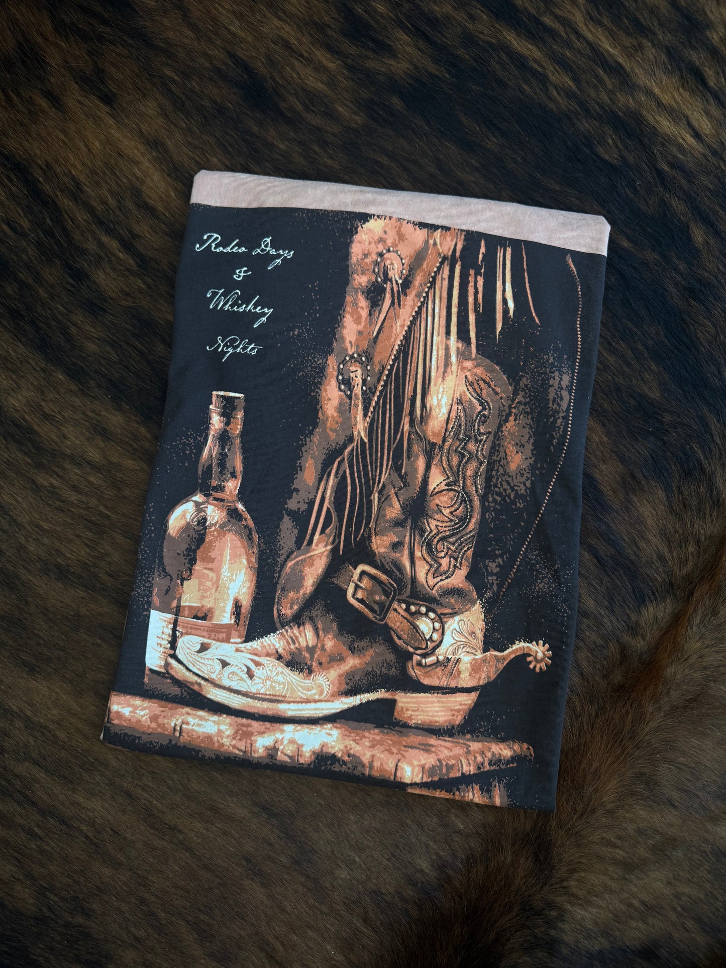 Rodeo Days & Whiskey Nights - Peach Acid Wash Tee