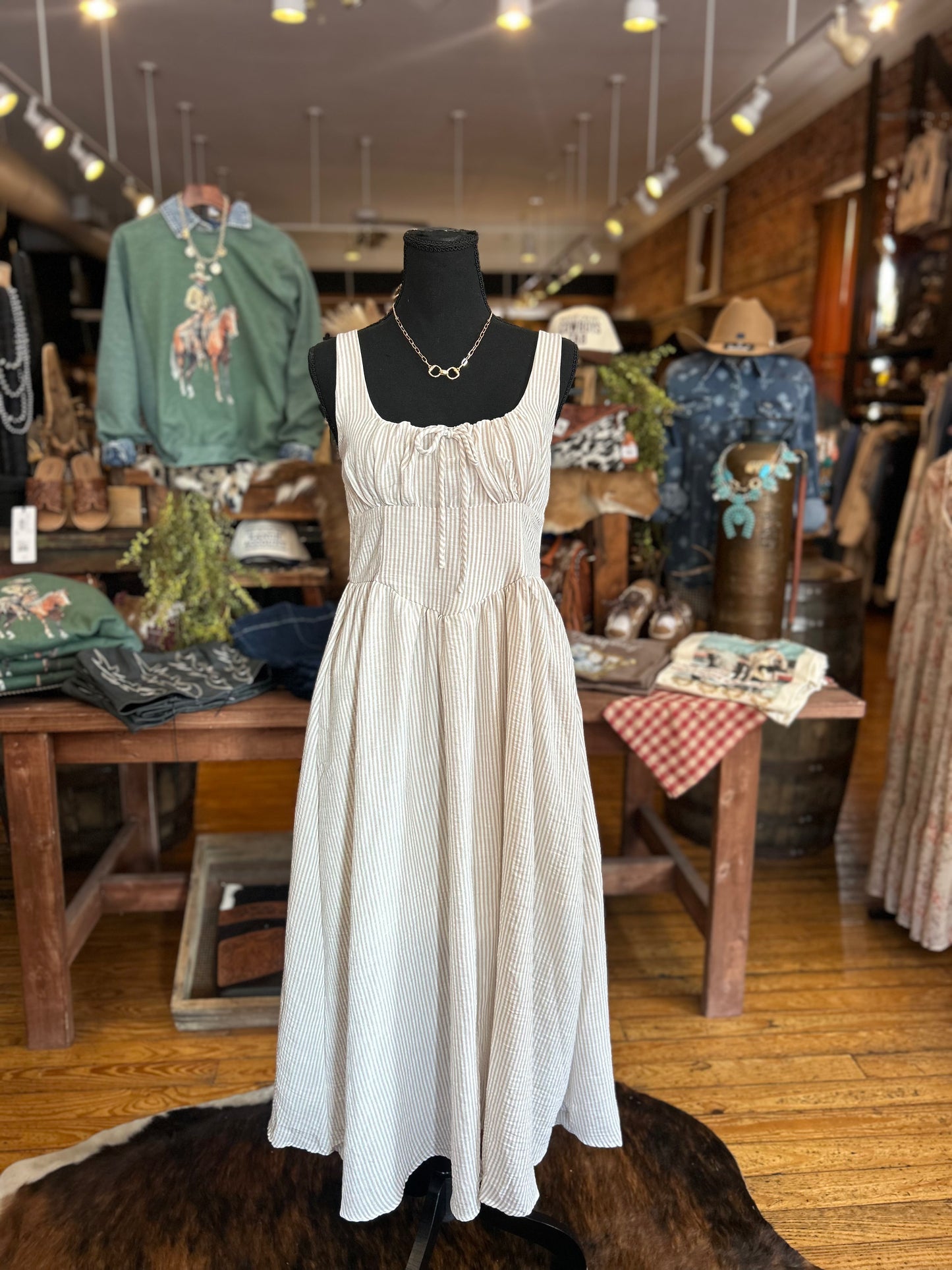 Backroad Breeze – Striped Dress