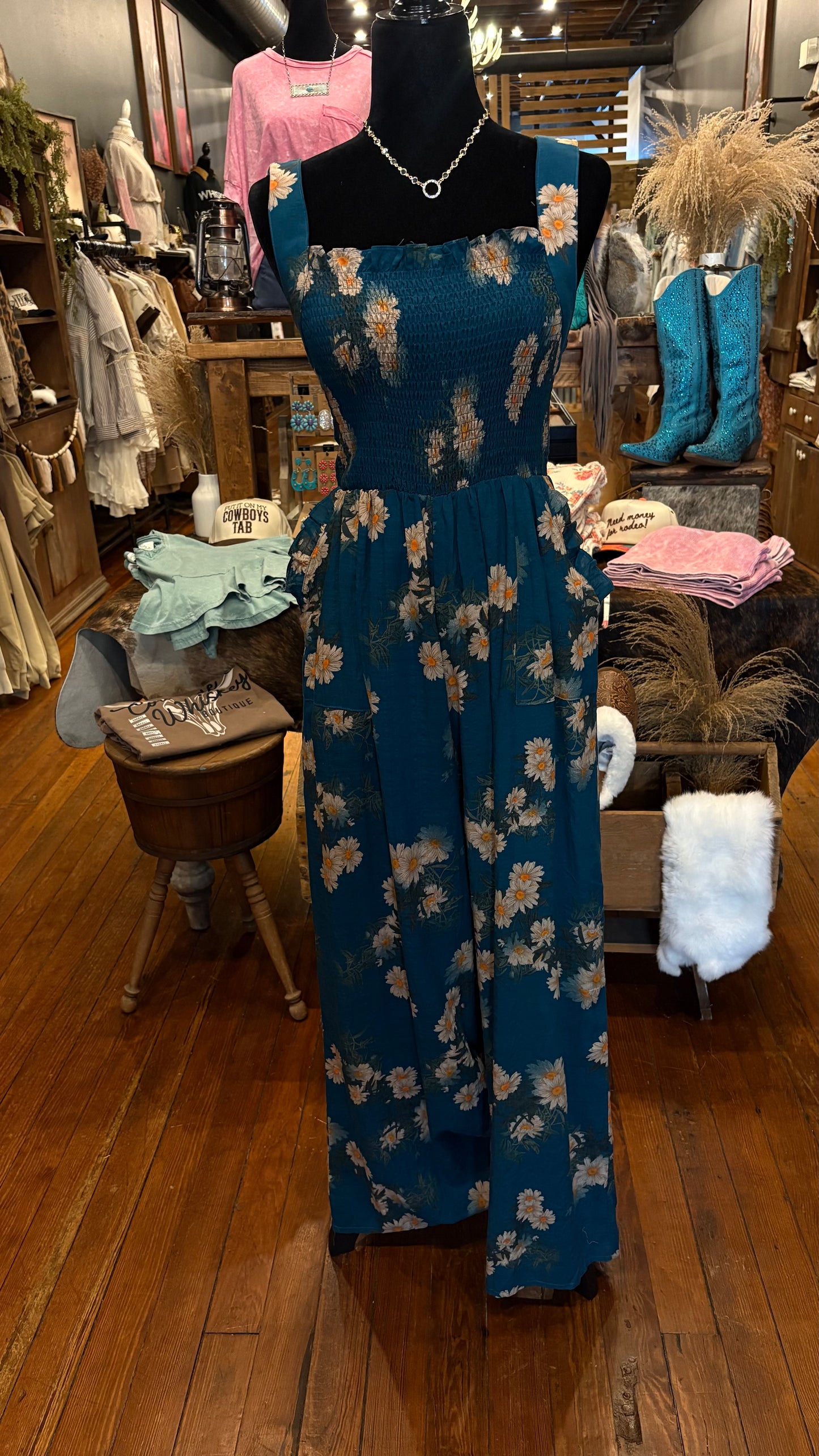 Rustic Petals ā Teal Jumpsuit