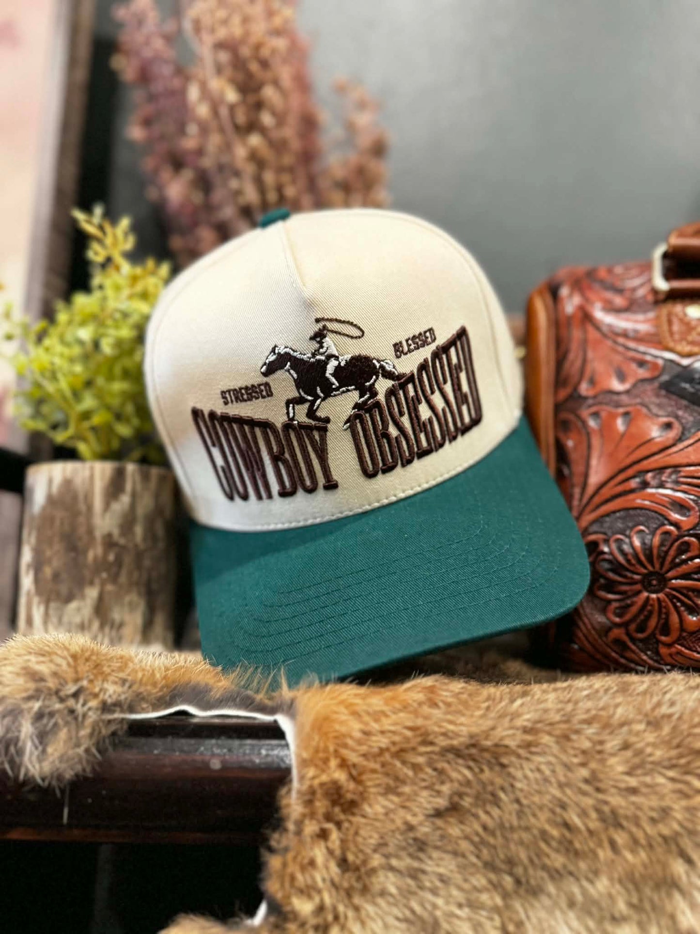 Cowboy Obsessed - Green/Brown Trucker Hat