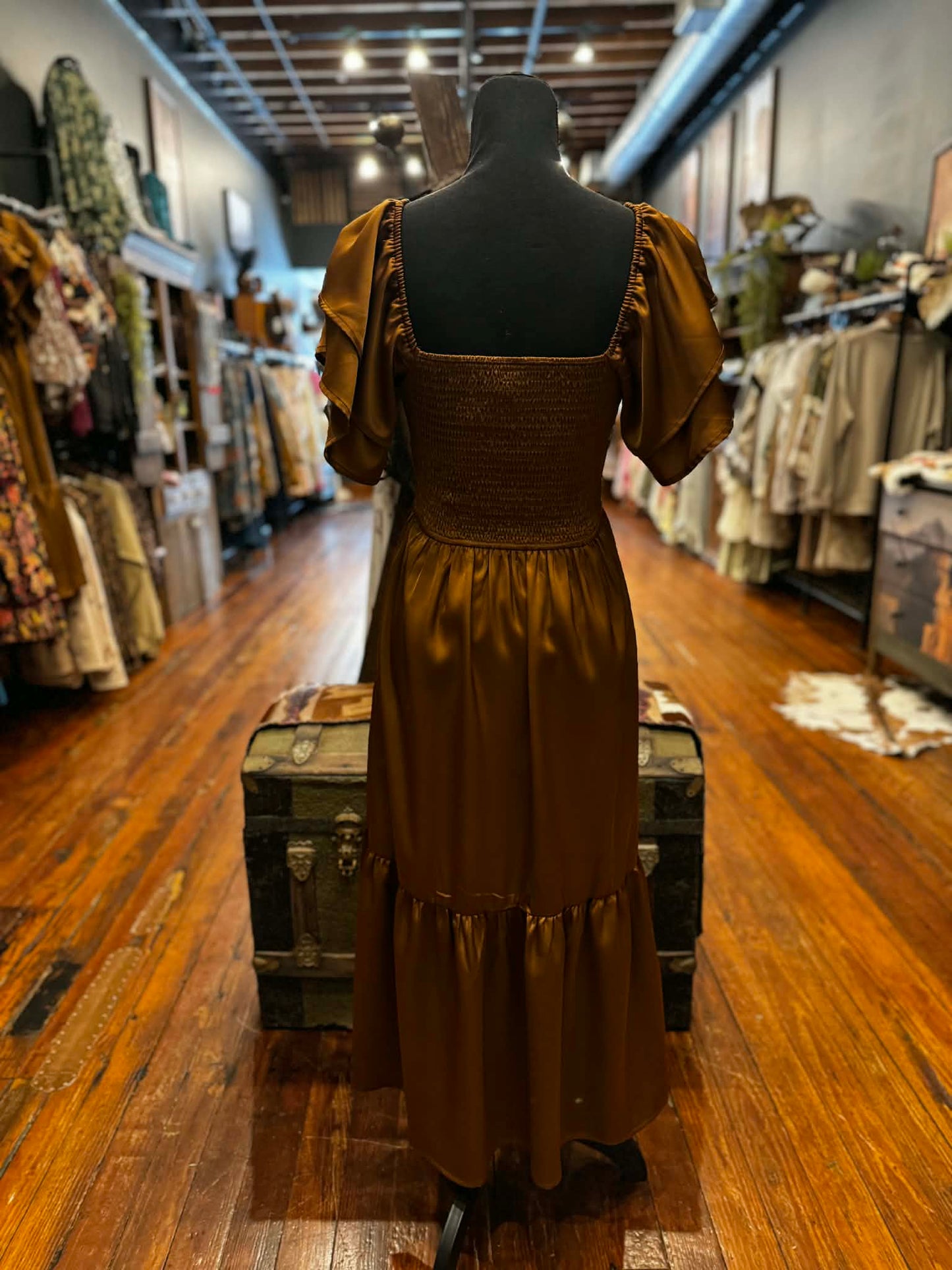 Cedar Seduction – Camel Midi Dress
