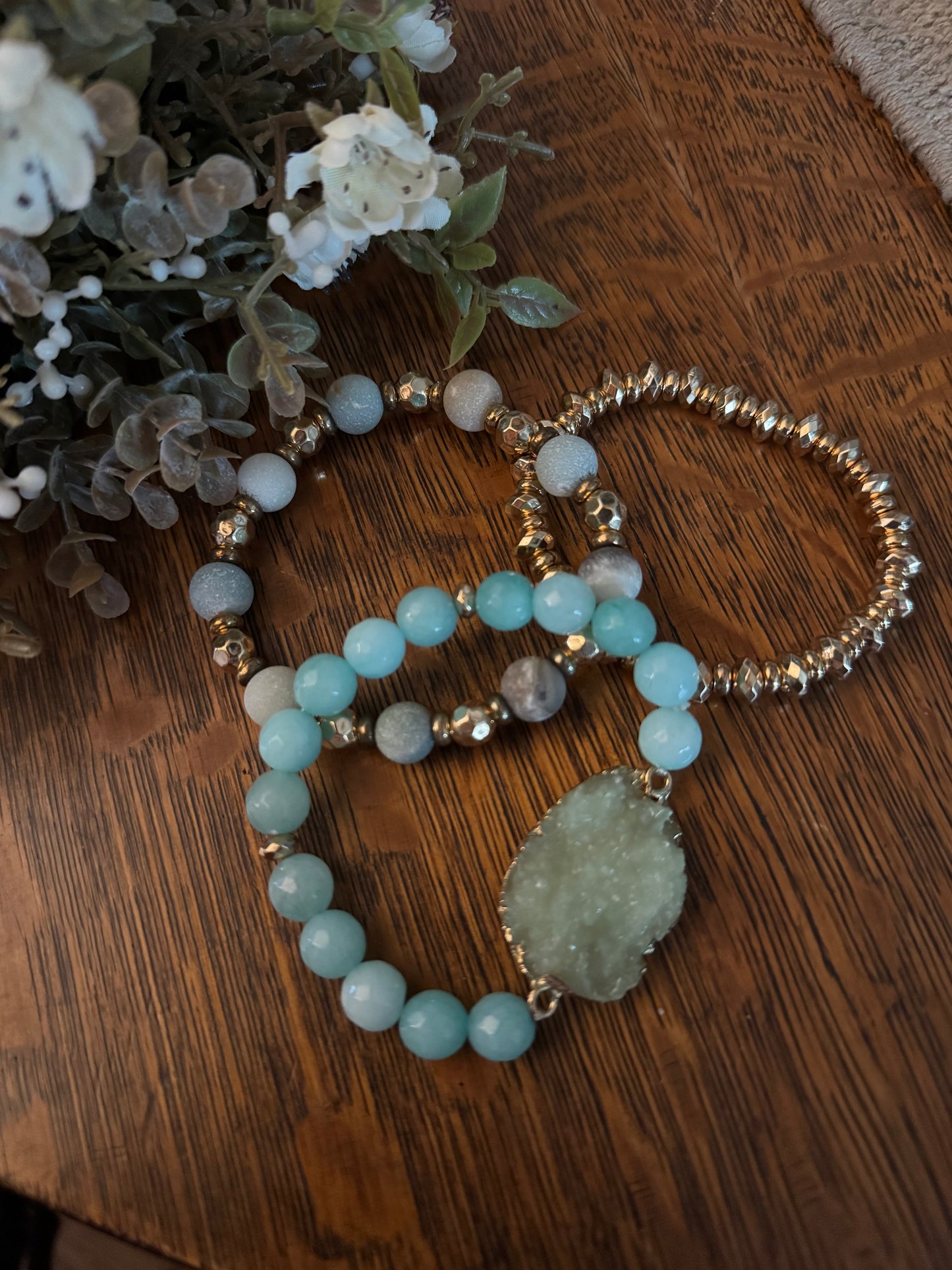 Moody Mint Druzy - Bracelet Stack