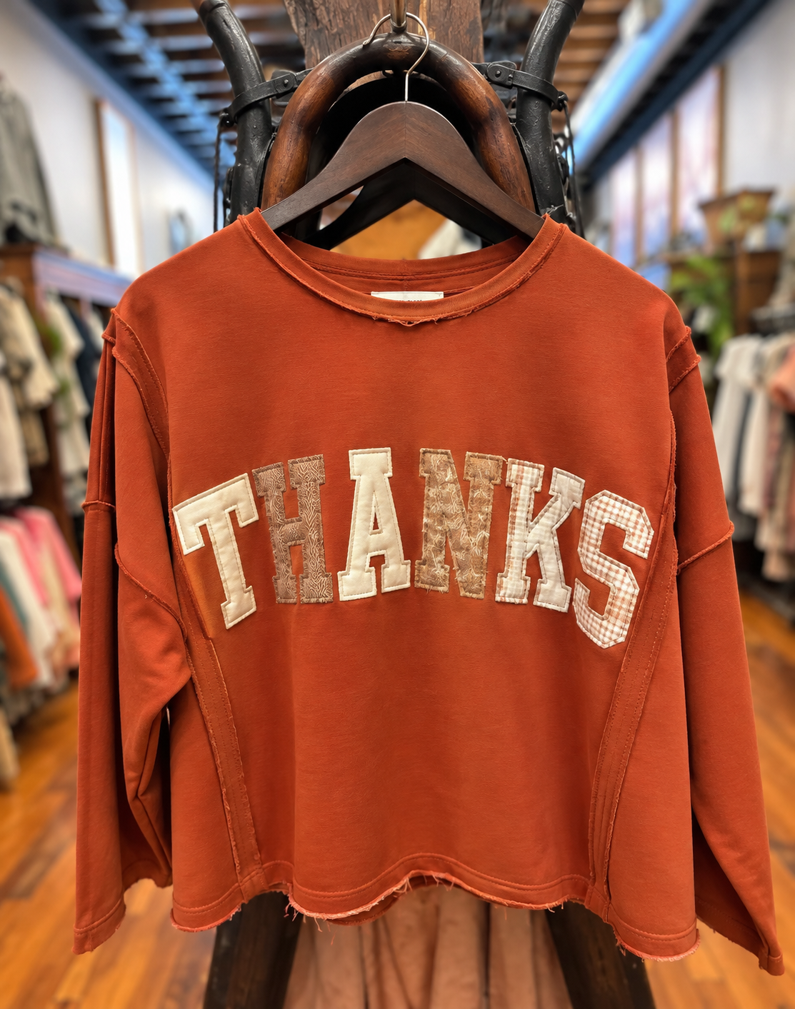 Thankful Season – Rust Cropped Pullover