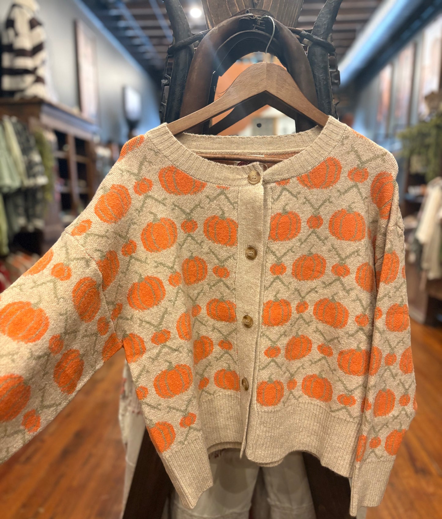 Pumpkin Vine β Tan Cardigan