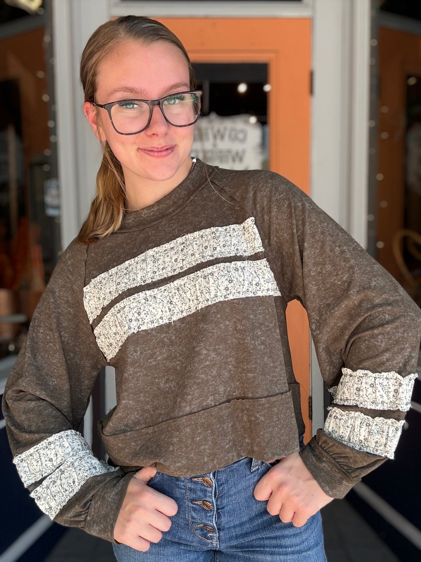 Worn Petals – Olive Vintage Top