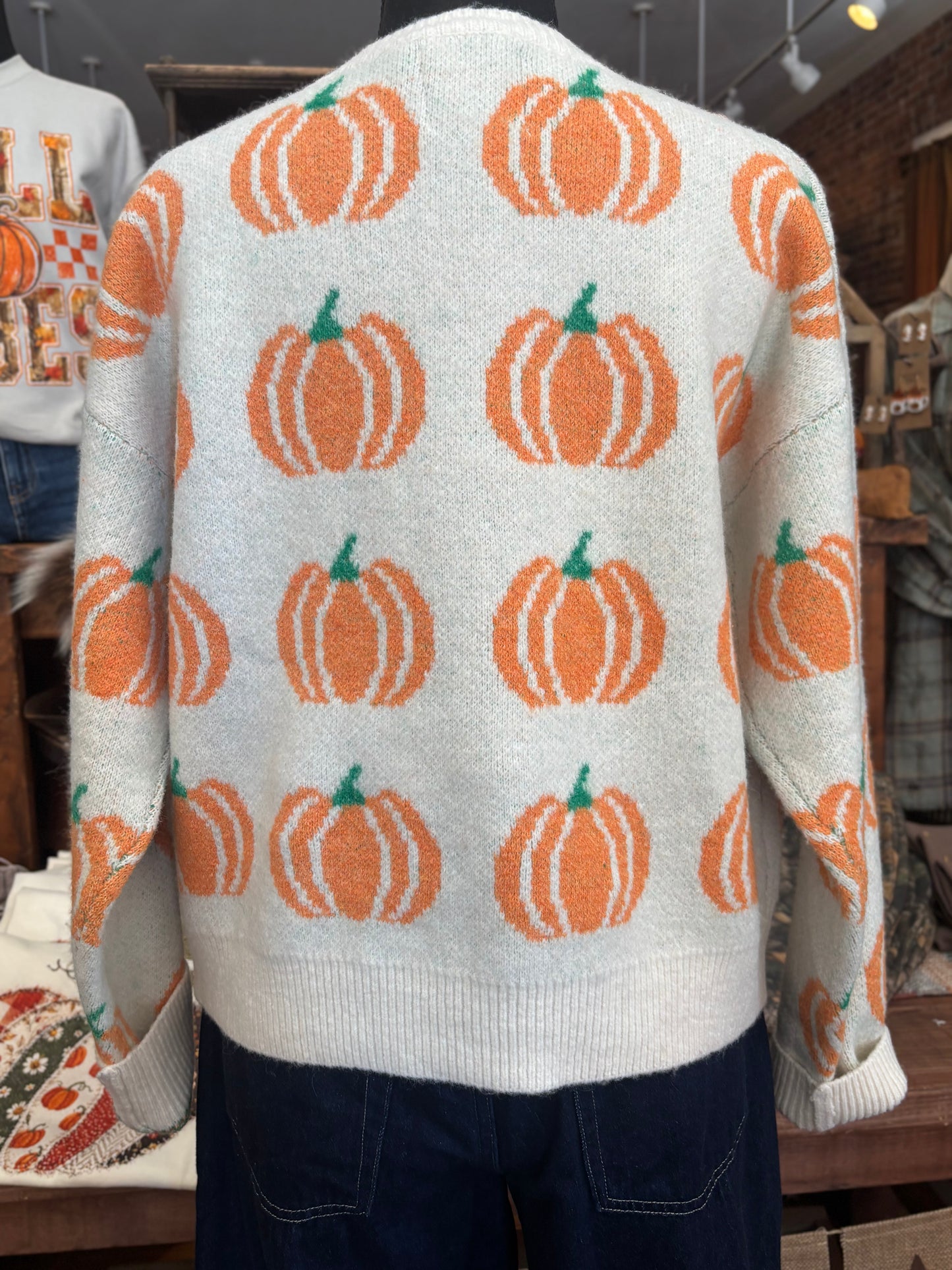 Pumpkin Snuggles - Ivory Cardigan Top